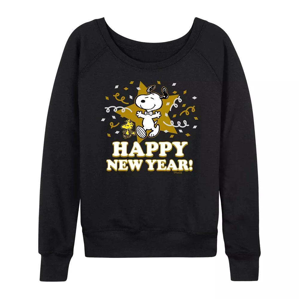 Women's Peanuts Snoopy Happy New Year French Terry Long Sleeve Tee,  Product Image