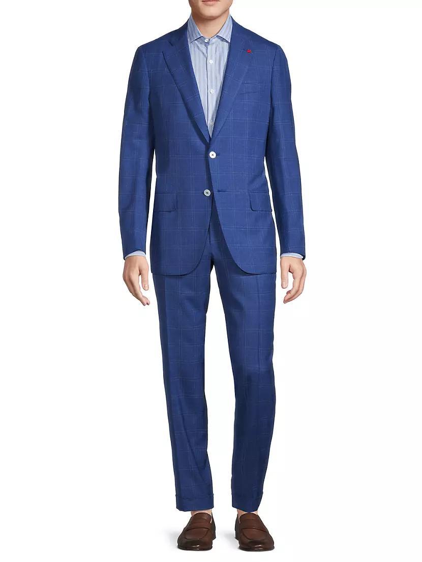 Plaid Wool-Blend Two-Button Classic-Fit Suit Product Image