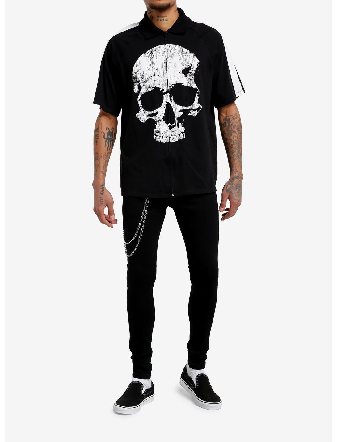 Skull Zip-Up Collar Shirt Product Image