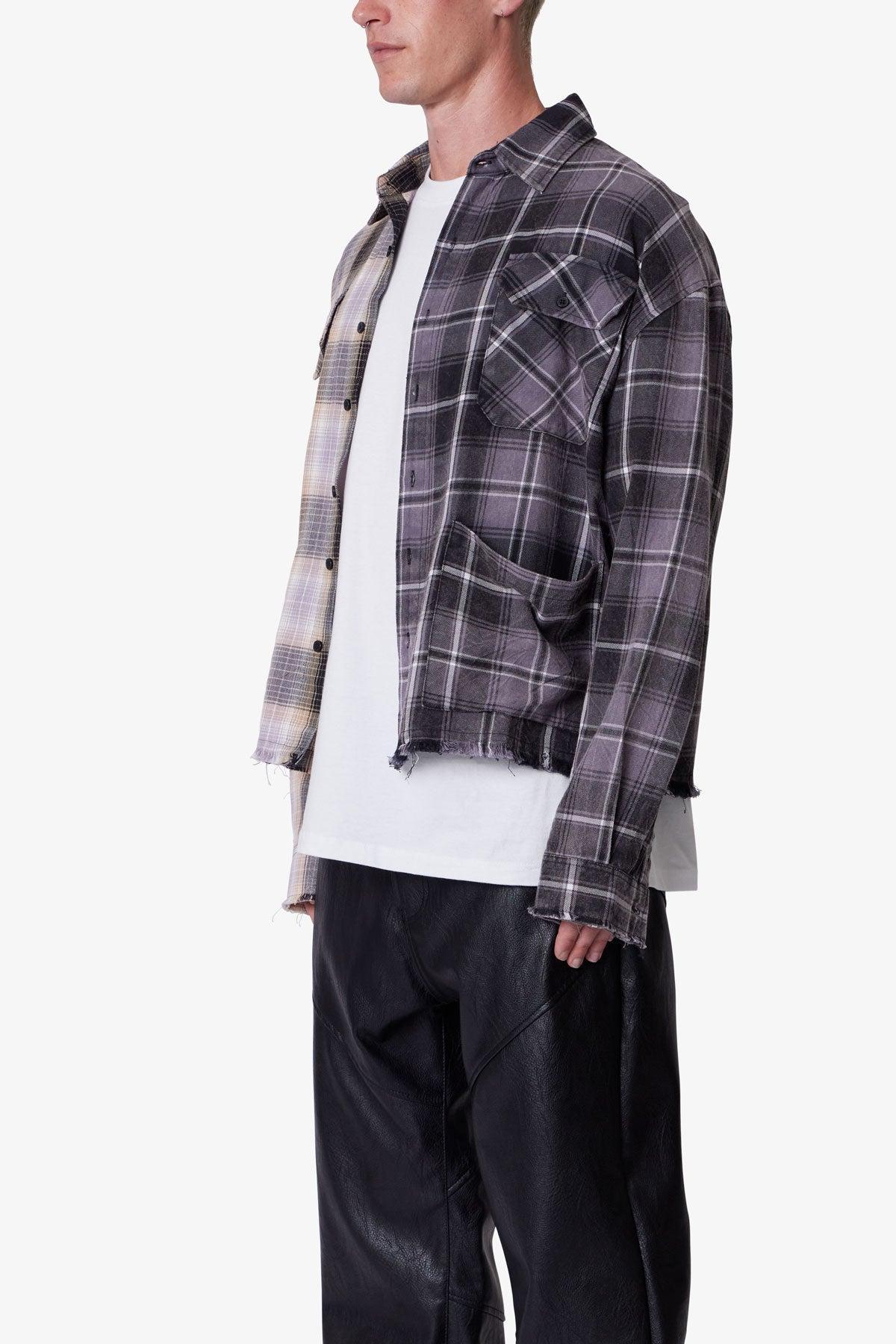 Mixed Flannel Shirt - Olive/Brown Product Image