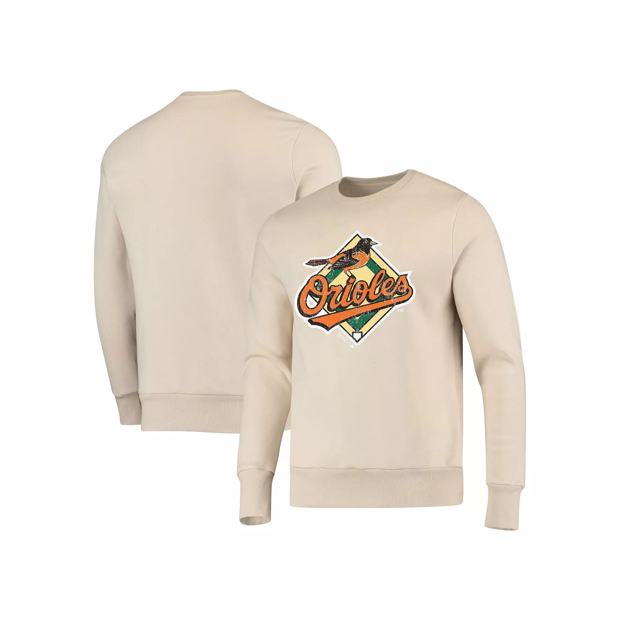 Men's Majestic Threads Oatmeal Baltimore Orioles Fleece Pullover Sweatshirt, Size: XL, Team Product Image