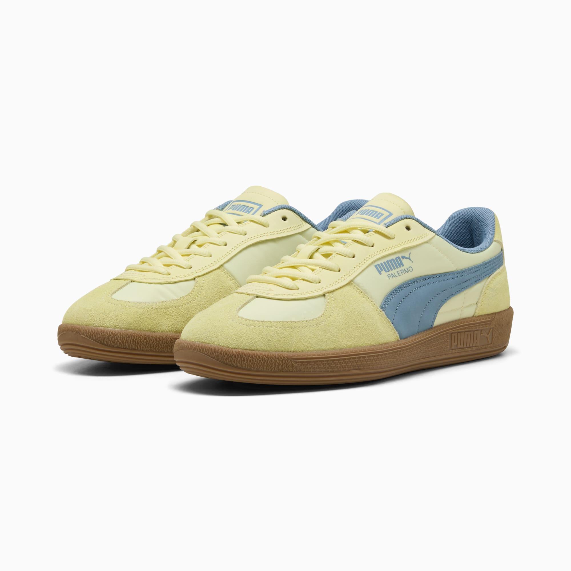 PUMA Palermo Pop Unisex Shoes in Gold Moon/Cool Blue Product Image
