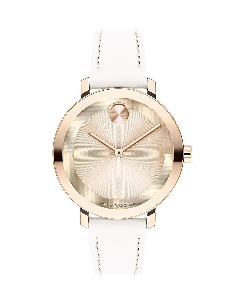 Movado Bold Womens Evolution 2.0 Quartz Analog Off White Leather Strap Watch Product Image