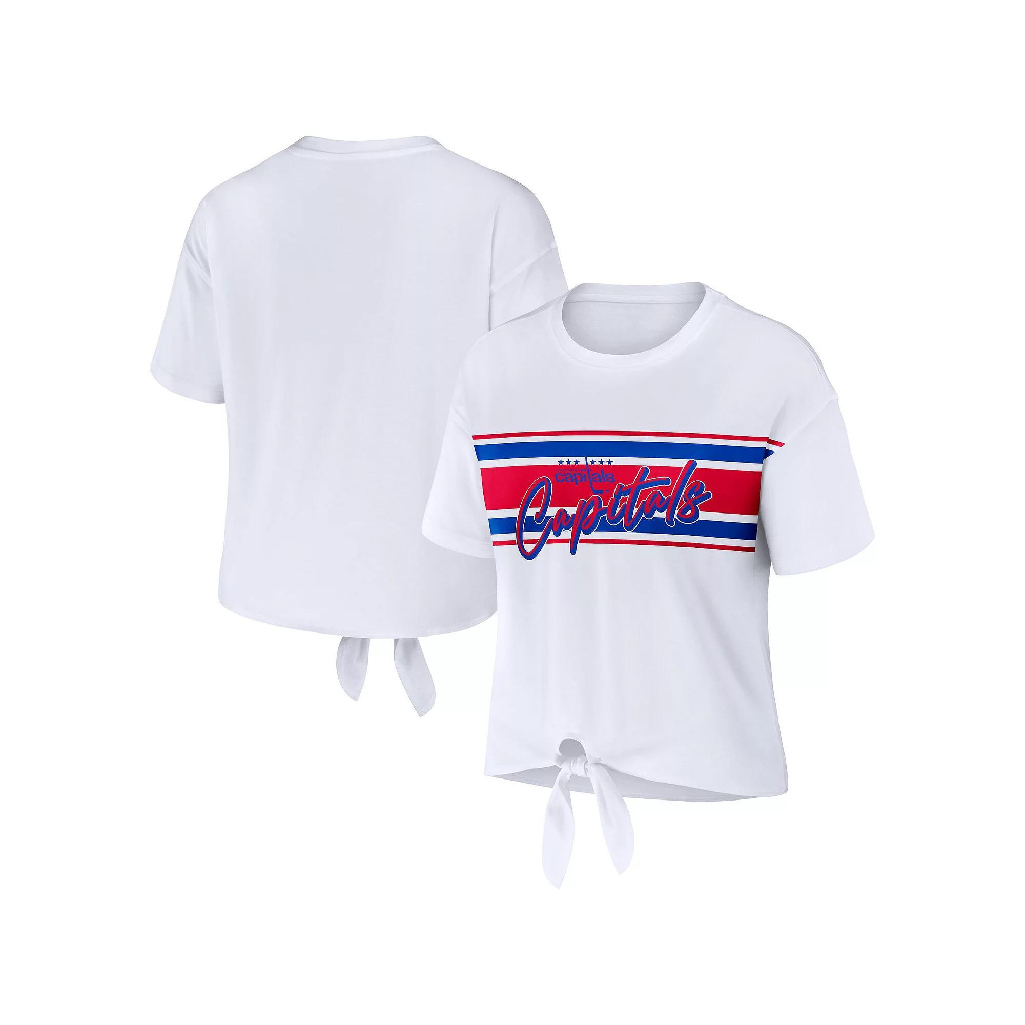 Women's WEAR by Erin Andrews White Washington Capitals Front Knot T-Shirt,  Product Image