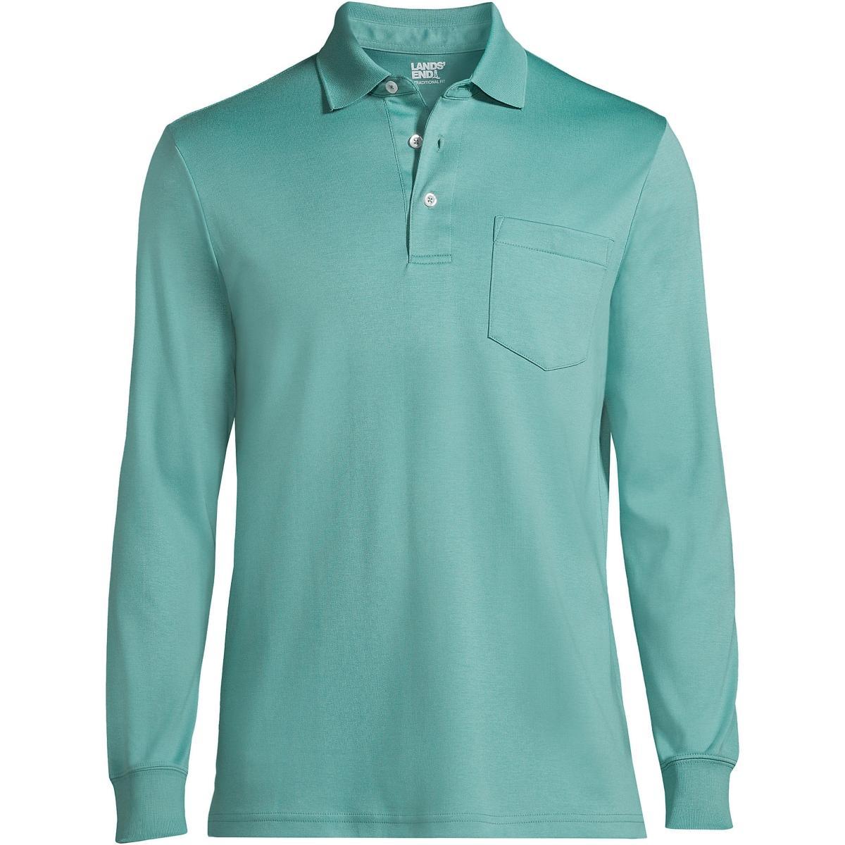 Big & Tall Lands End Super Soft Classic-Fit Supima Pocket Polo, Mens Radiant Blue Product Image