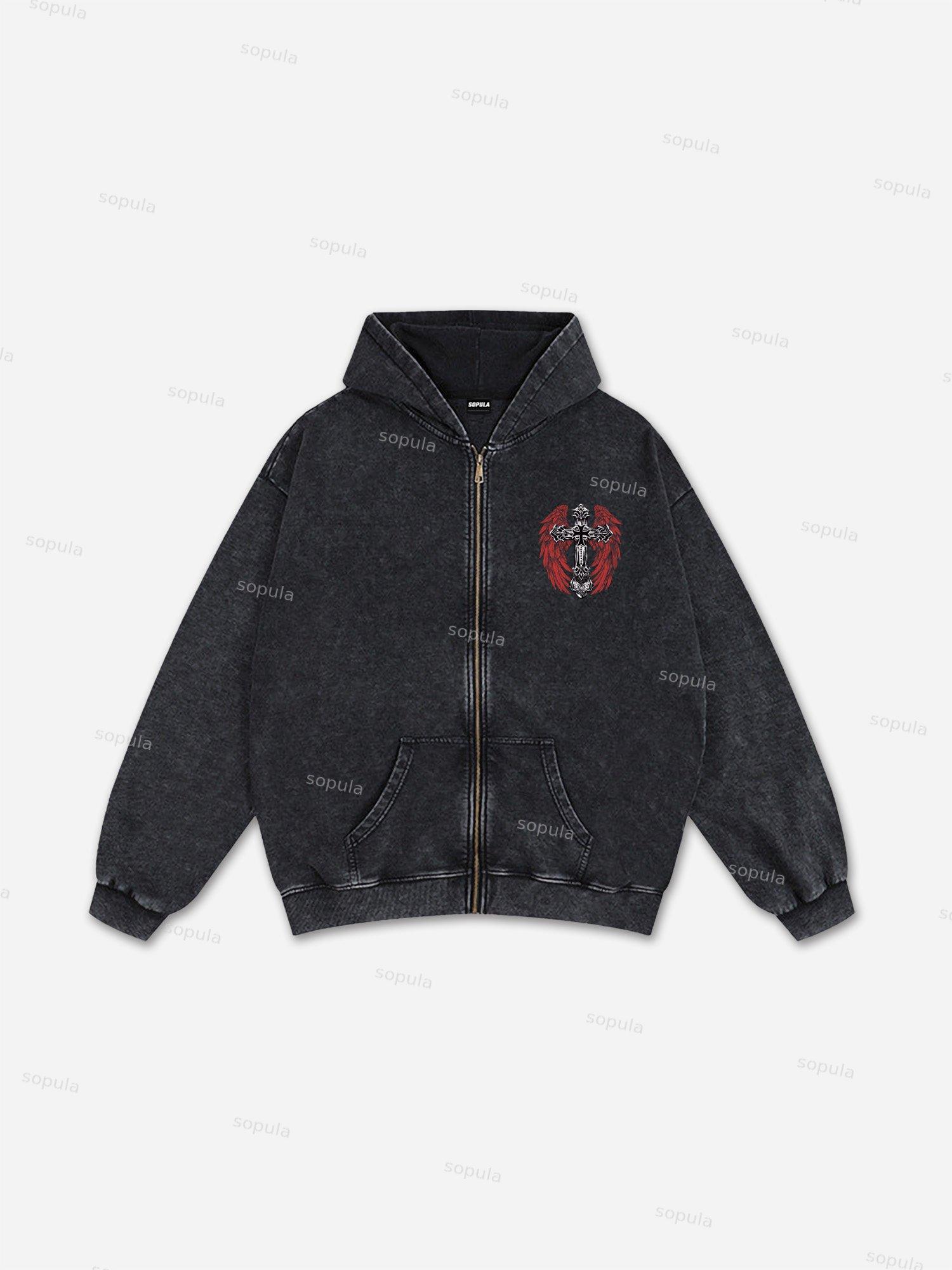 Vintage Spider Graphic Acid Washed Oversized Hoodie Product Image