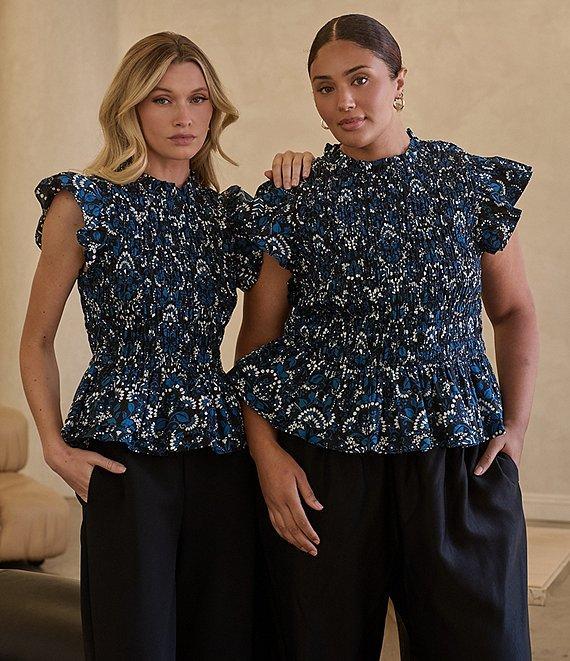 Sugarlips Plus Size Etta Floral Printed Poplin Blouse Product Image