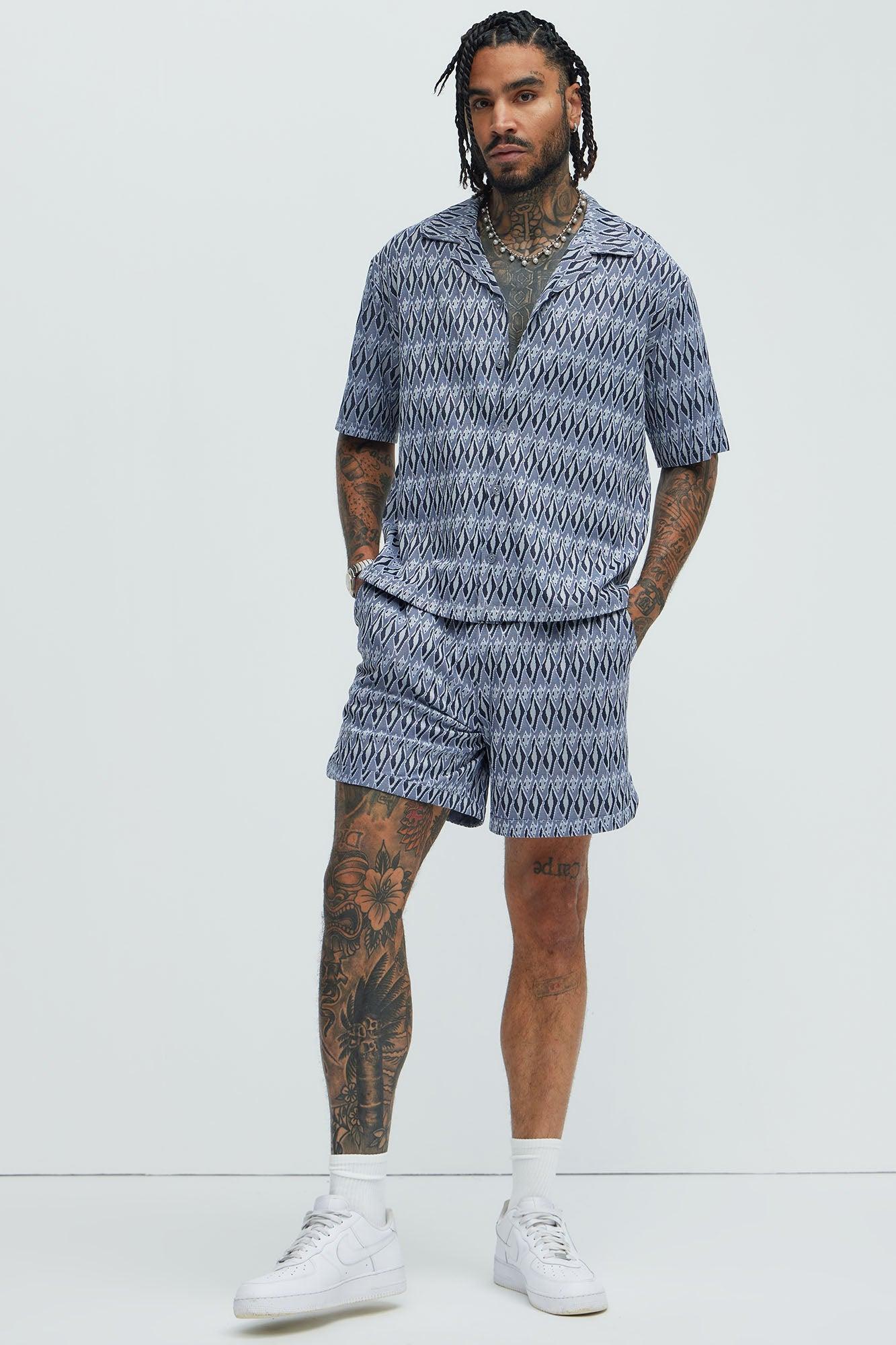 Xavion Textured Shorts - Blue/combo Product Image