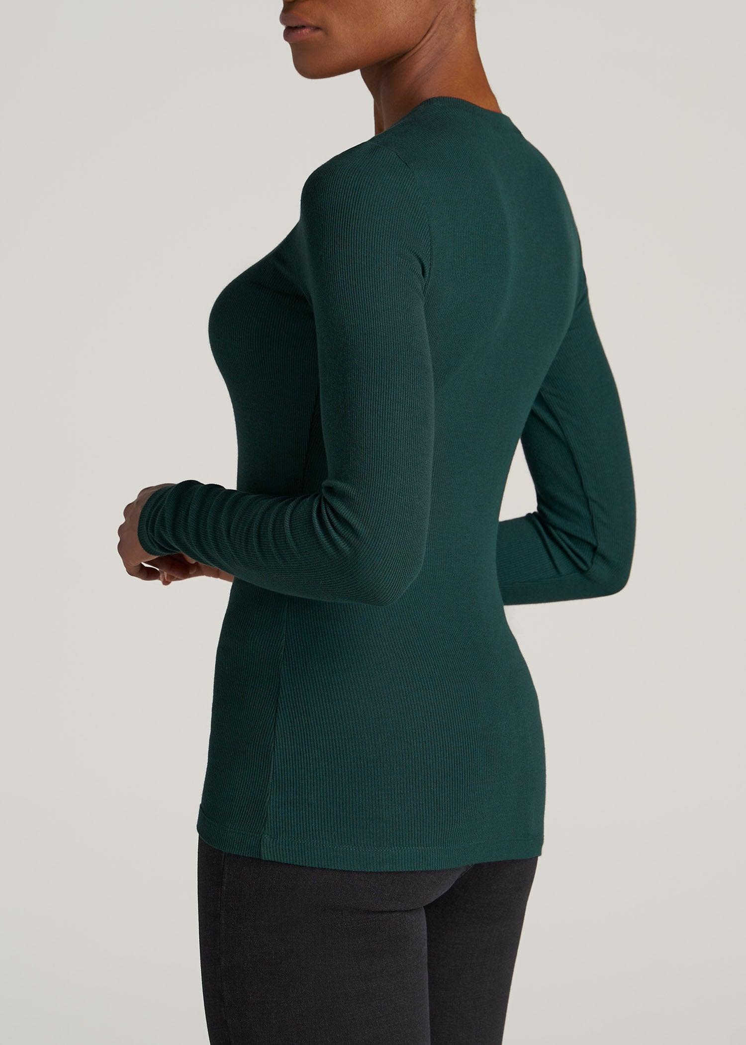 FITTED Ribbed Long Sleeve Tee in Emerald - Tall Women's Shirts Product Image