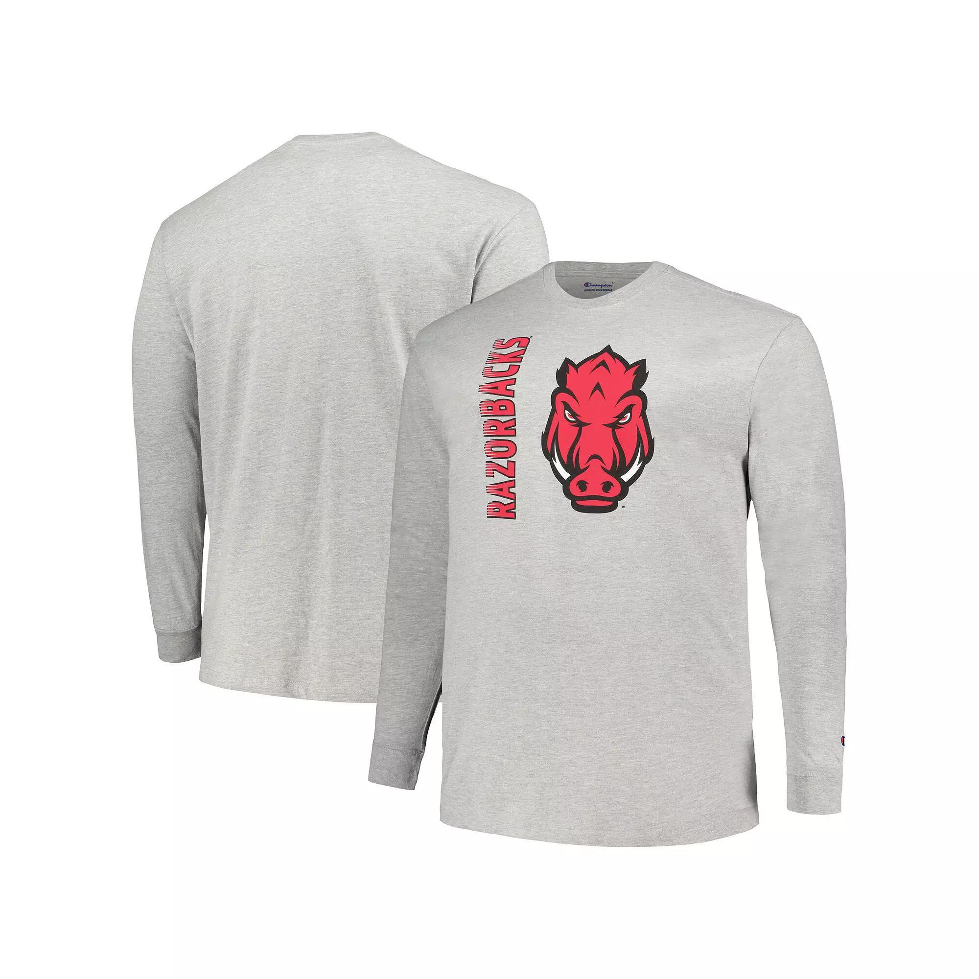 Men's Champion Heather Gray Arkansas Razorbacks Big & Tall Mascot Long Sleeve T-Shirt, Size: 3XB, Grey Product Image