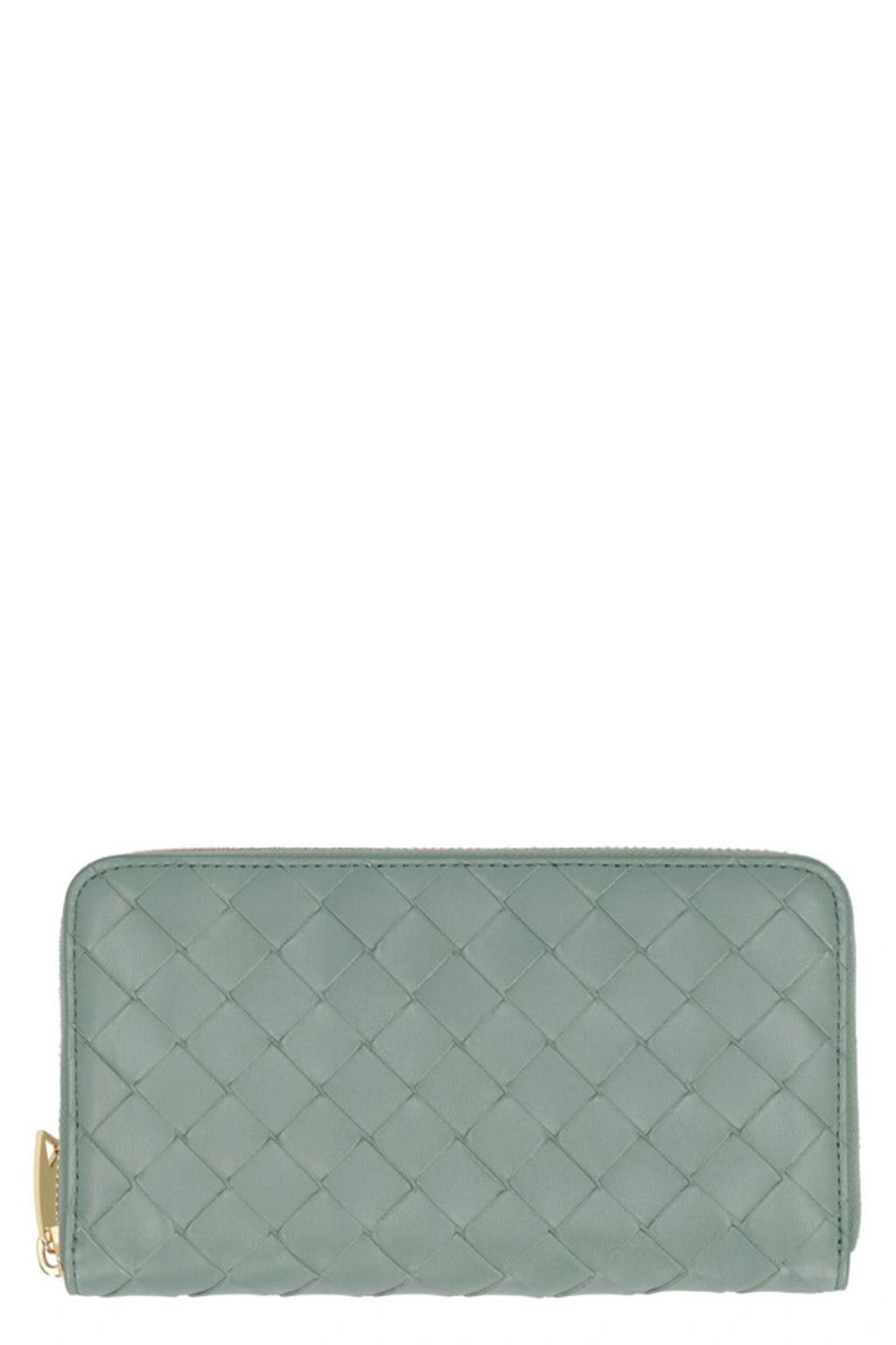 Intrecciato Zip Around Wallet In Green Product Image