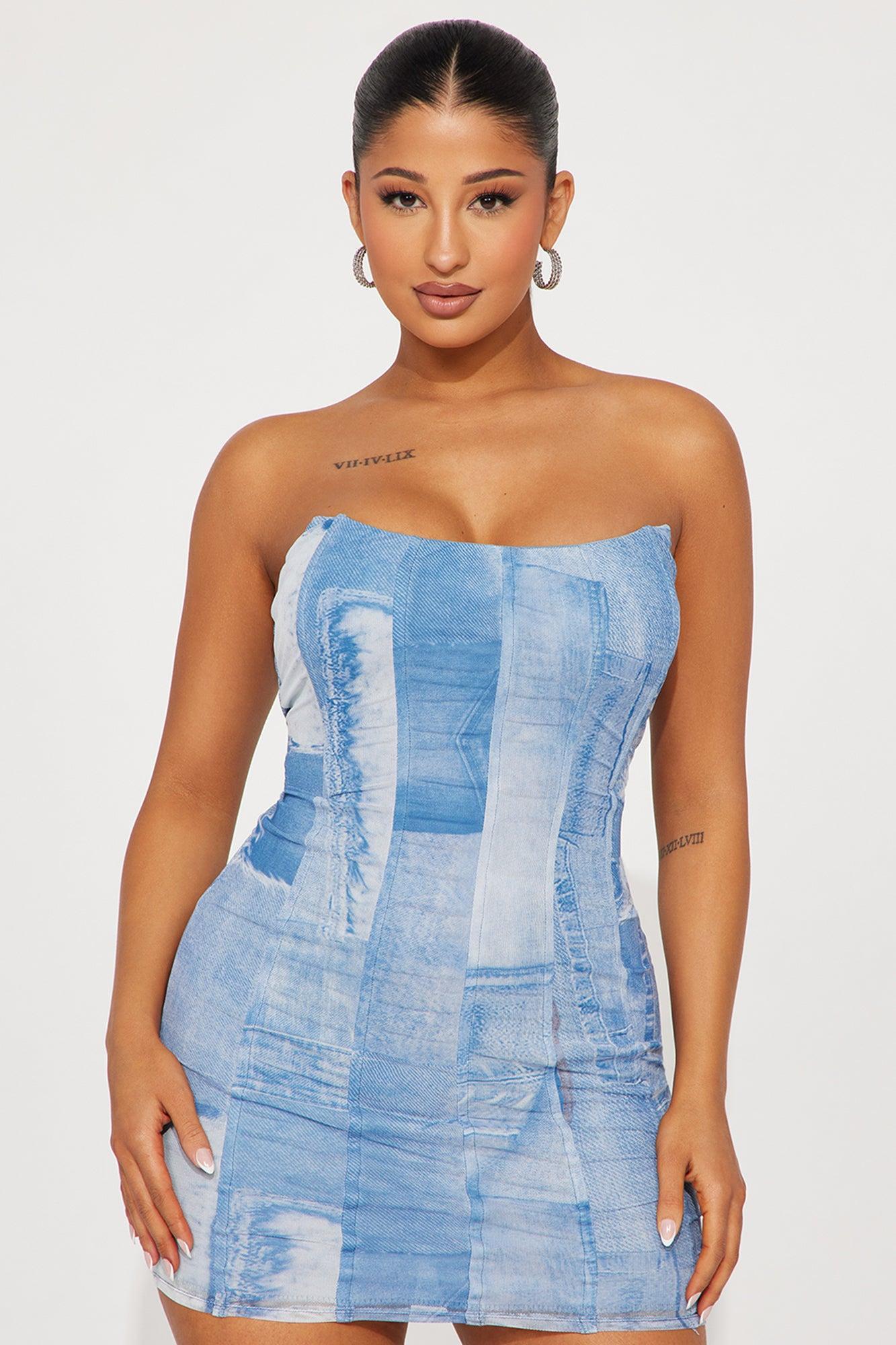 Demi Mesh Mini Dress - Blue Product Image