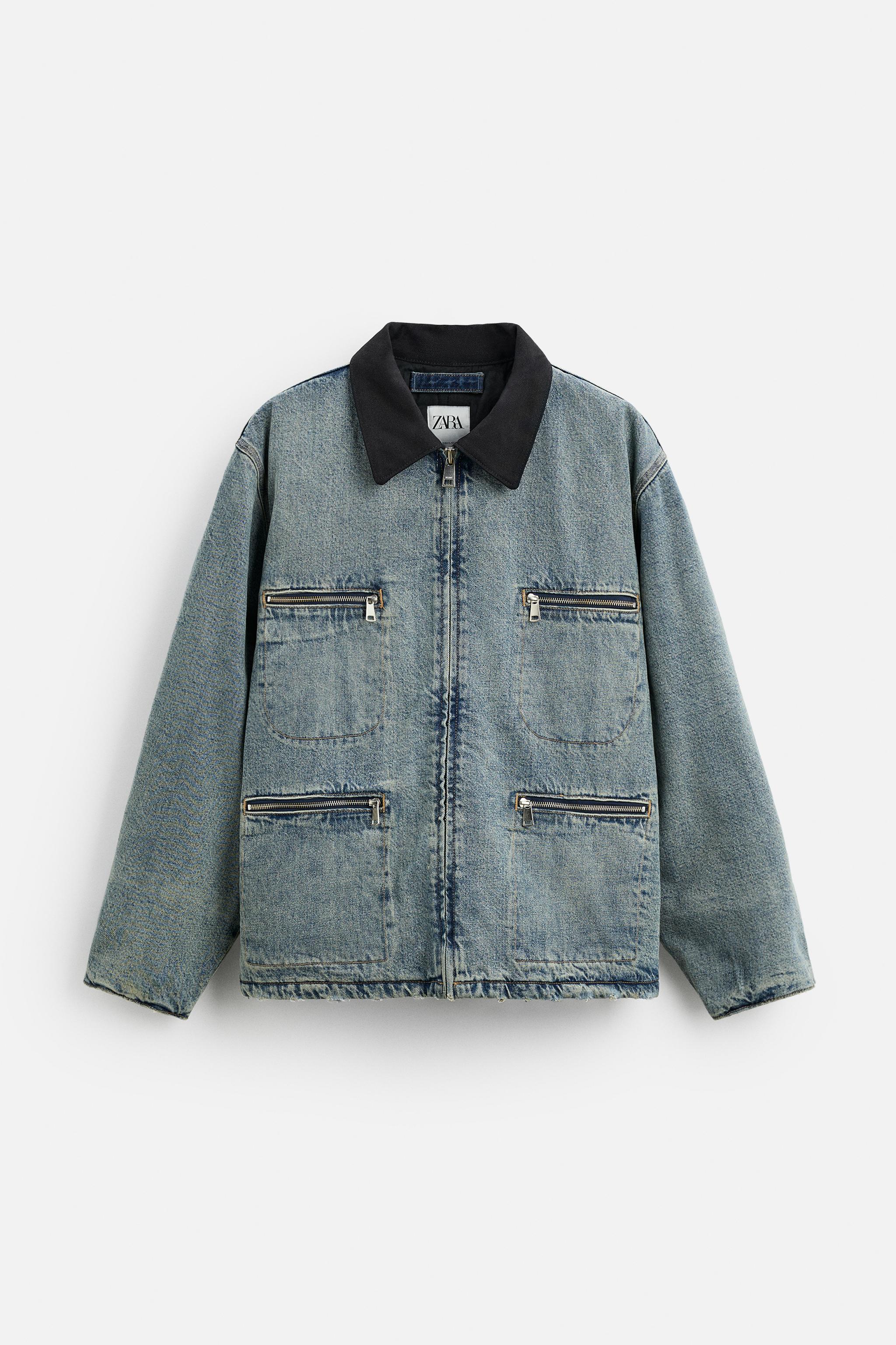 CONTRAST COLLAR DENIM JACKET Product Image