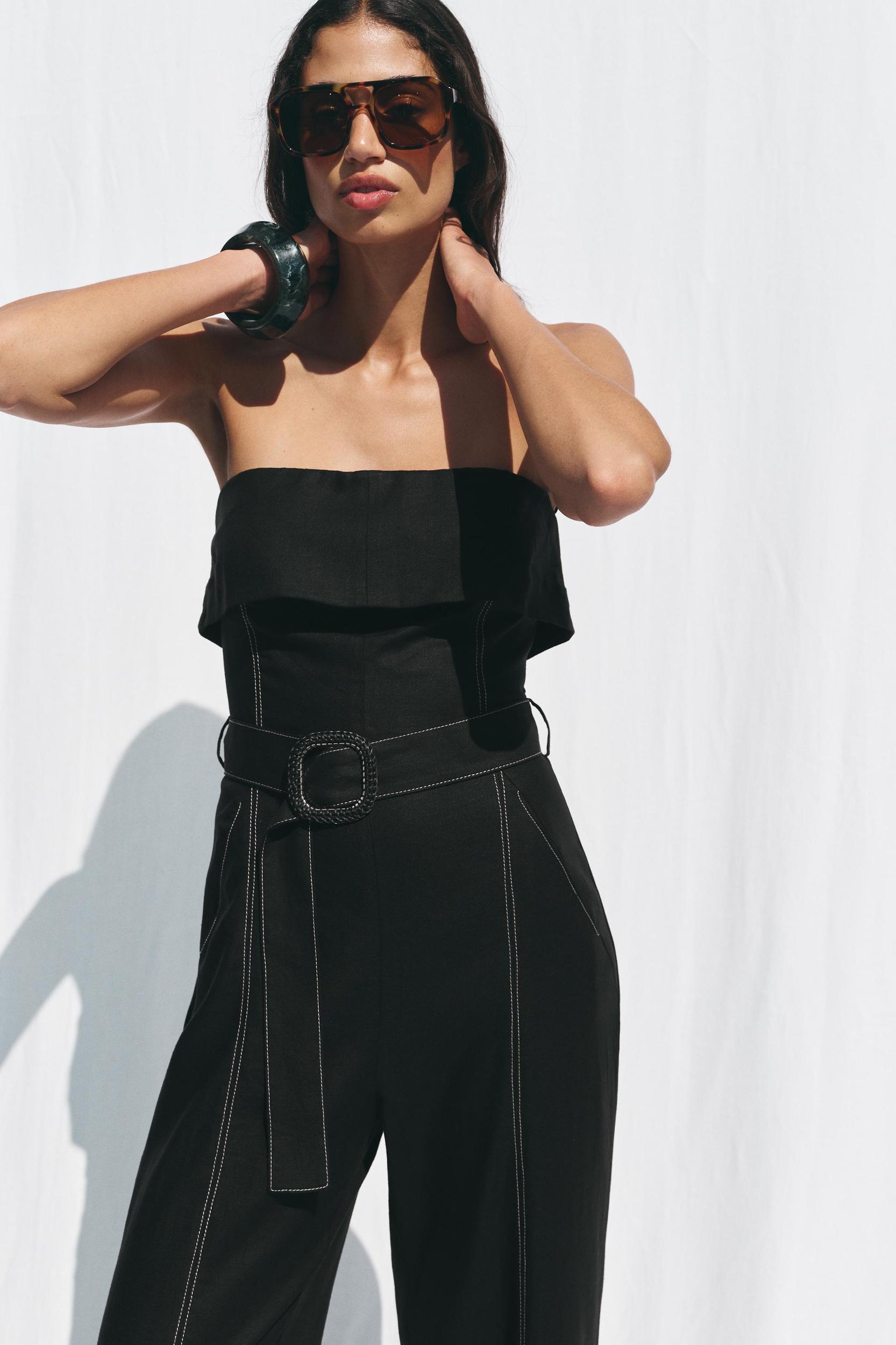 LINEN STRAPLESS JUMPSUIT Product Image