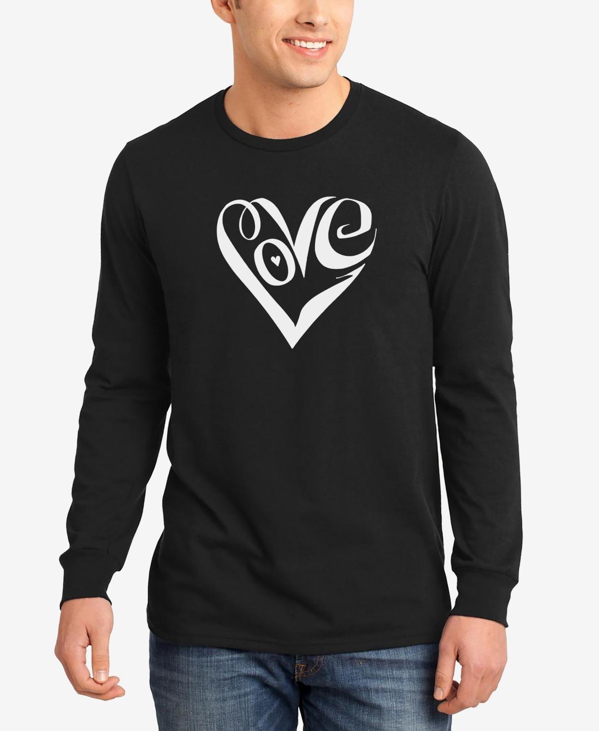 Mens Word Art Long Sleeve Script Love Heart T-shirt Product Image