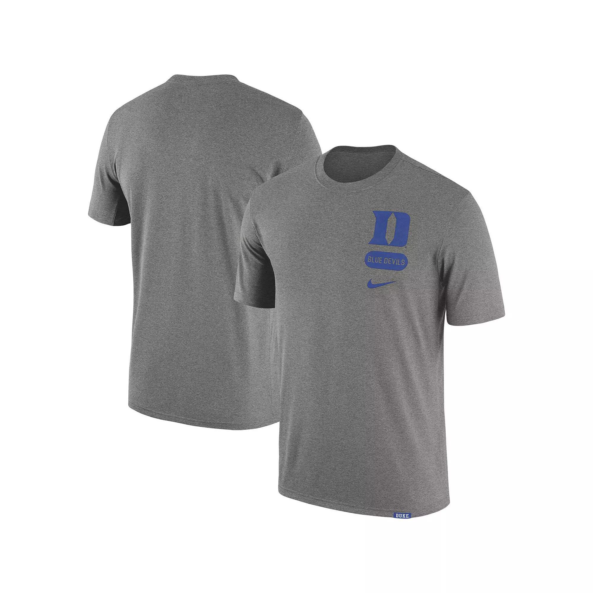 Men's Nike  Heather Gray Duke Blue Devils Campus Letterman Tri-Blend T-Shirt, Size: XL, Grey Product Image