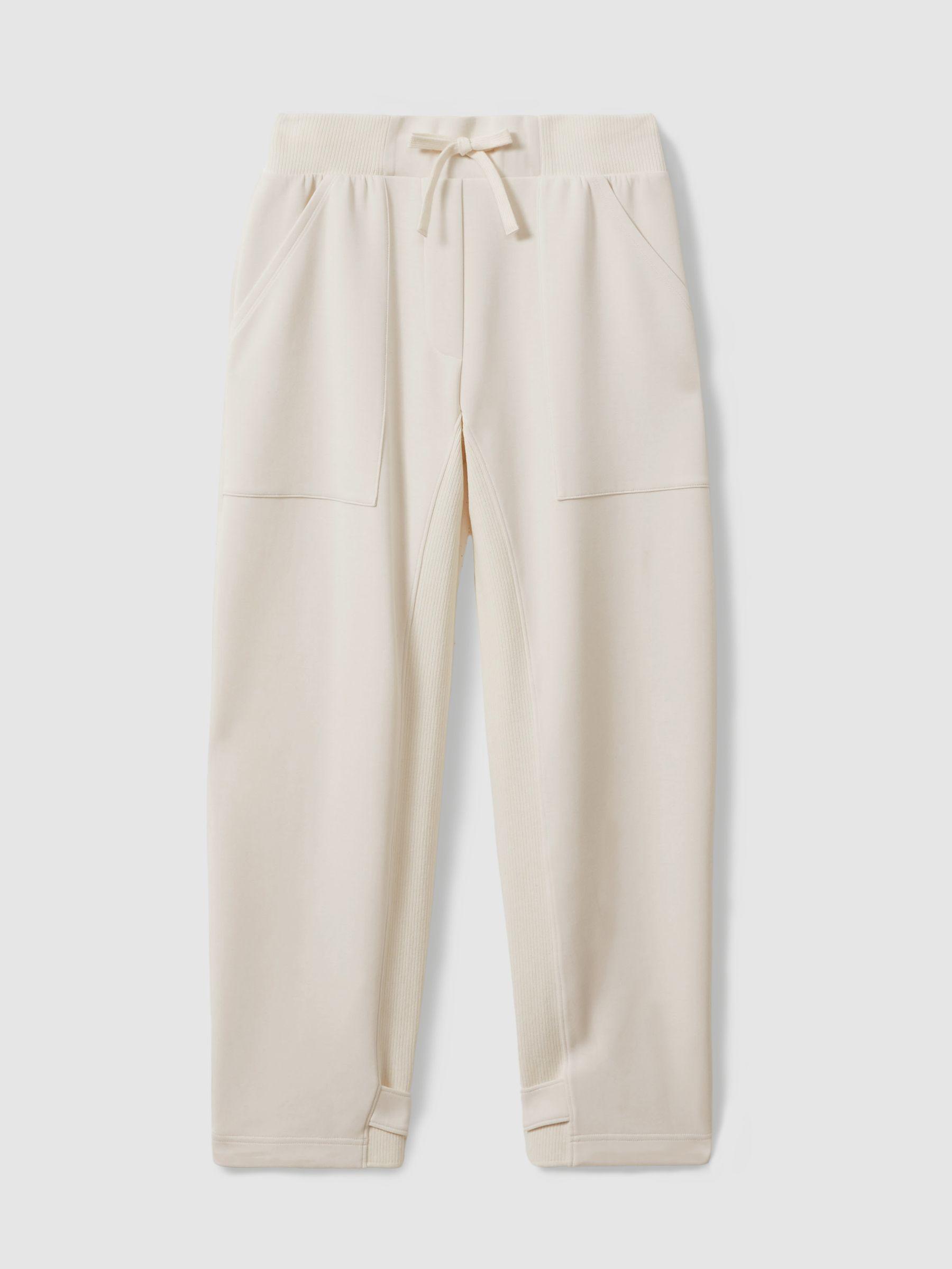 Tapered Drawstring Joggers in Cream Product Image
