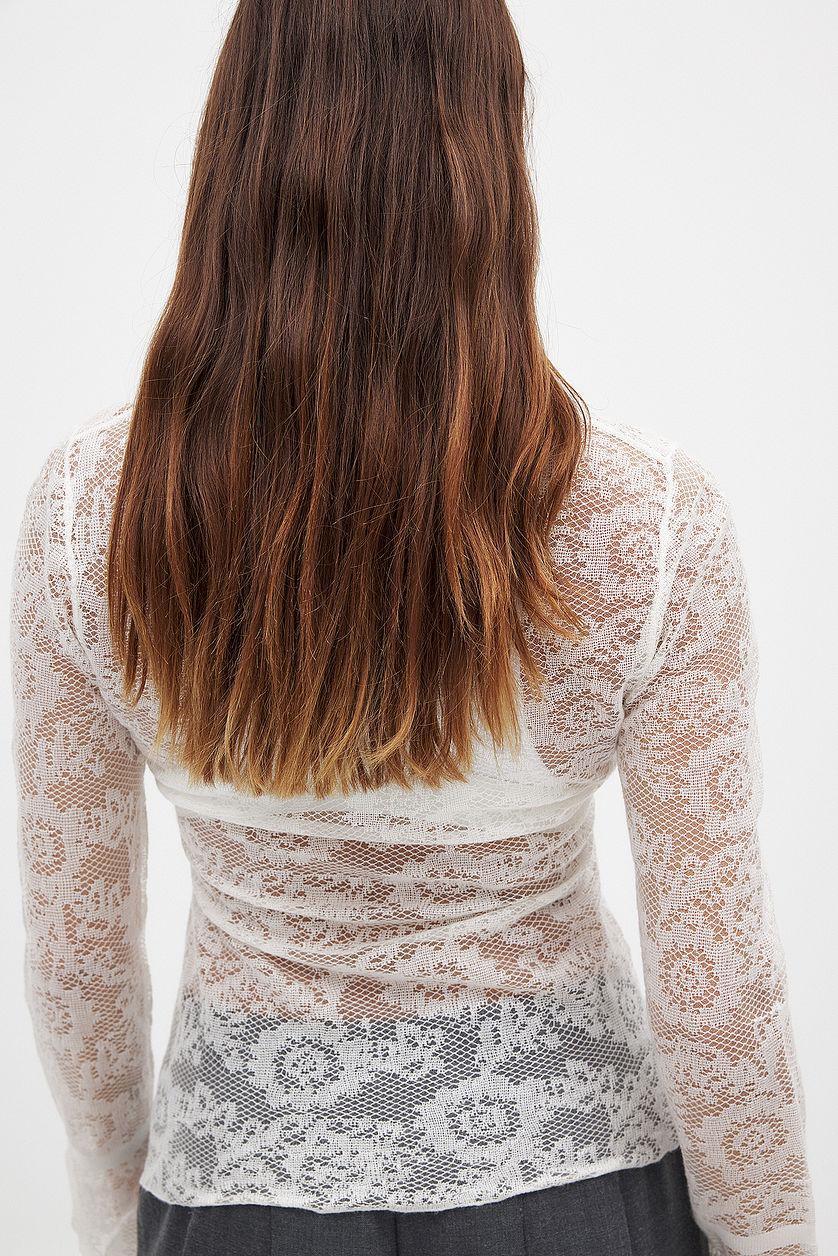 Lace Knitted Round Neck Top Product Image