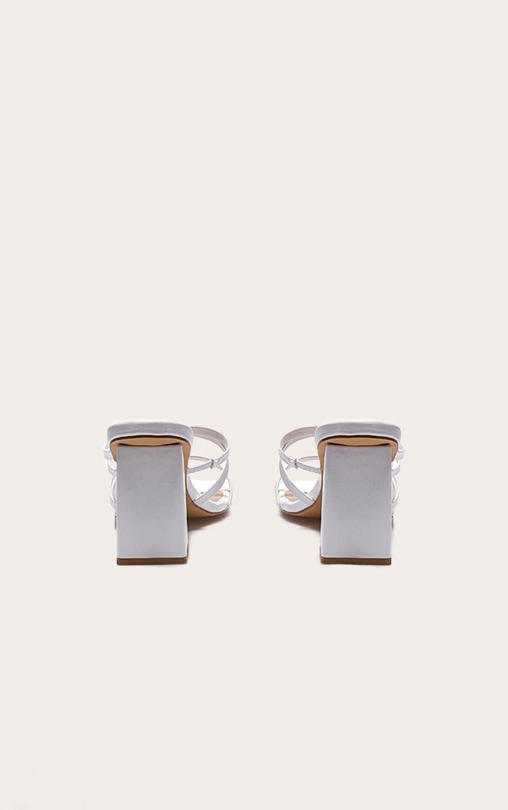White PU Wide Fit Square Toe Strappy Block Heeled Mules Product Image