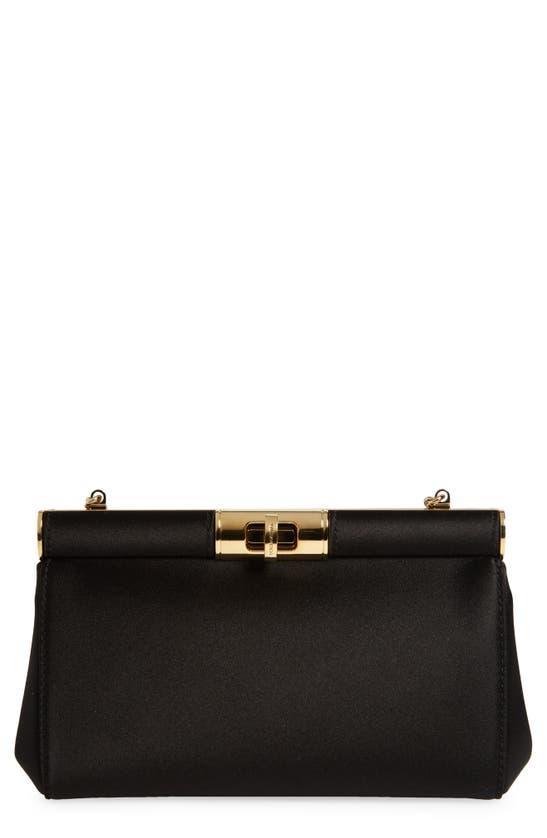 Small Marlene Satin Shoulder Bag In Black Product Image