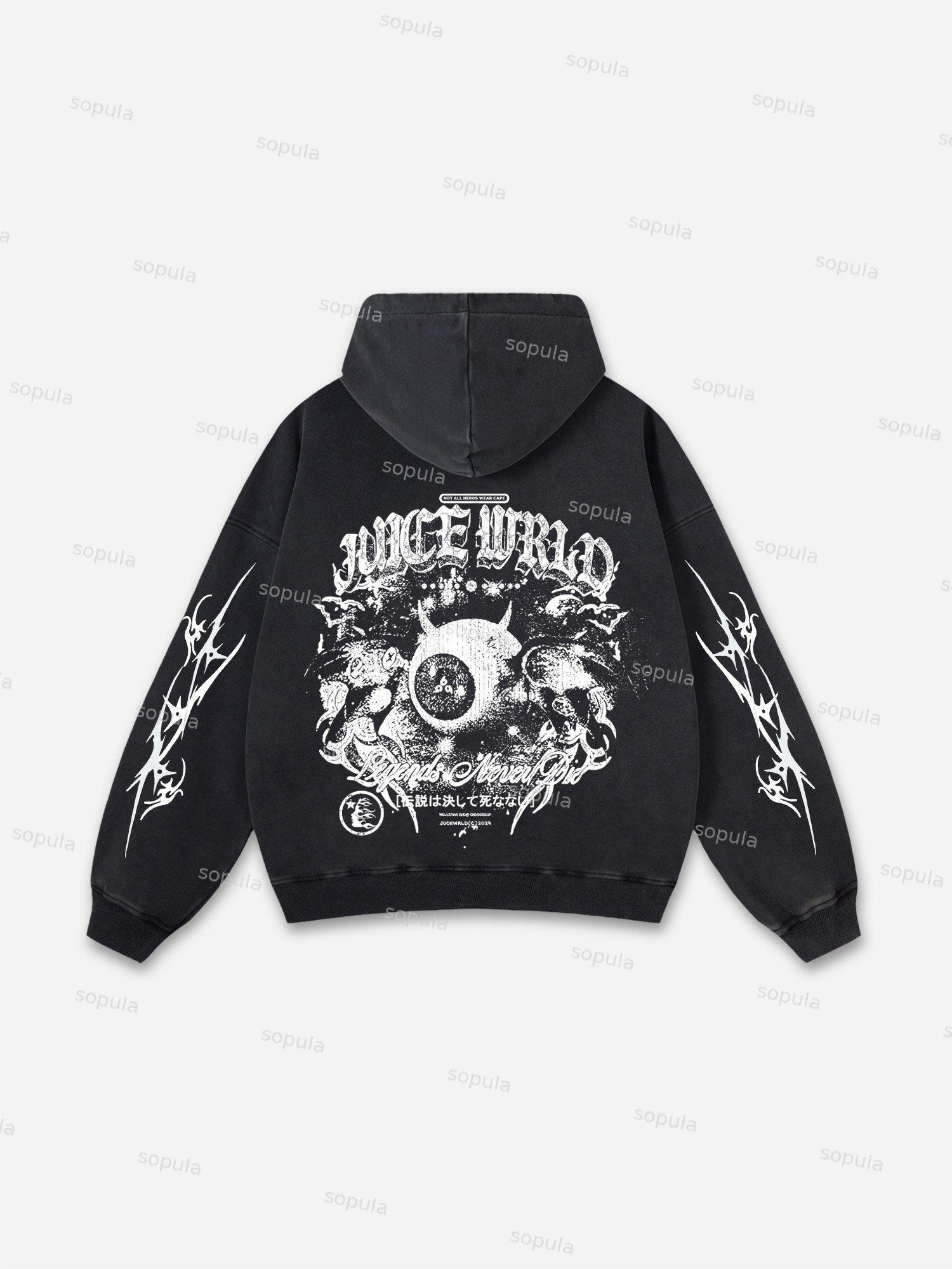 Sopula Vingate Portrait Phantom Graphic Acid Washed Oversized Hoodie Product Image