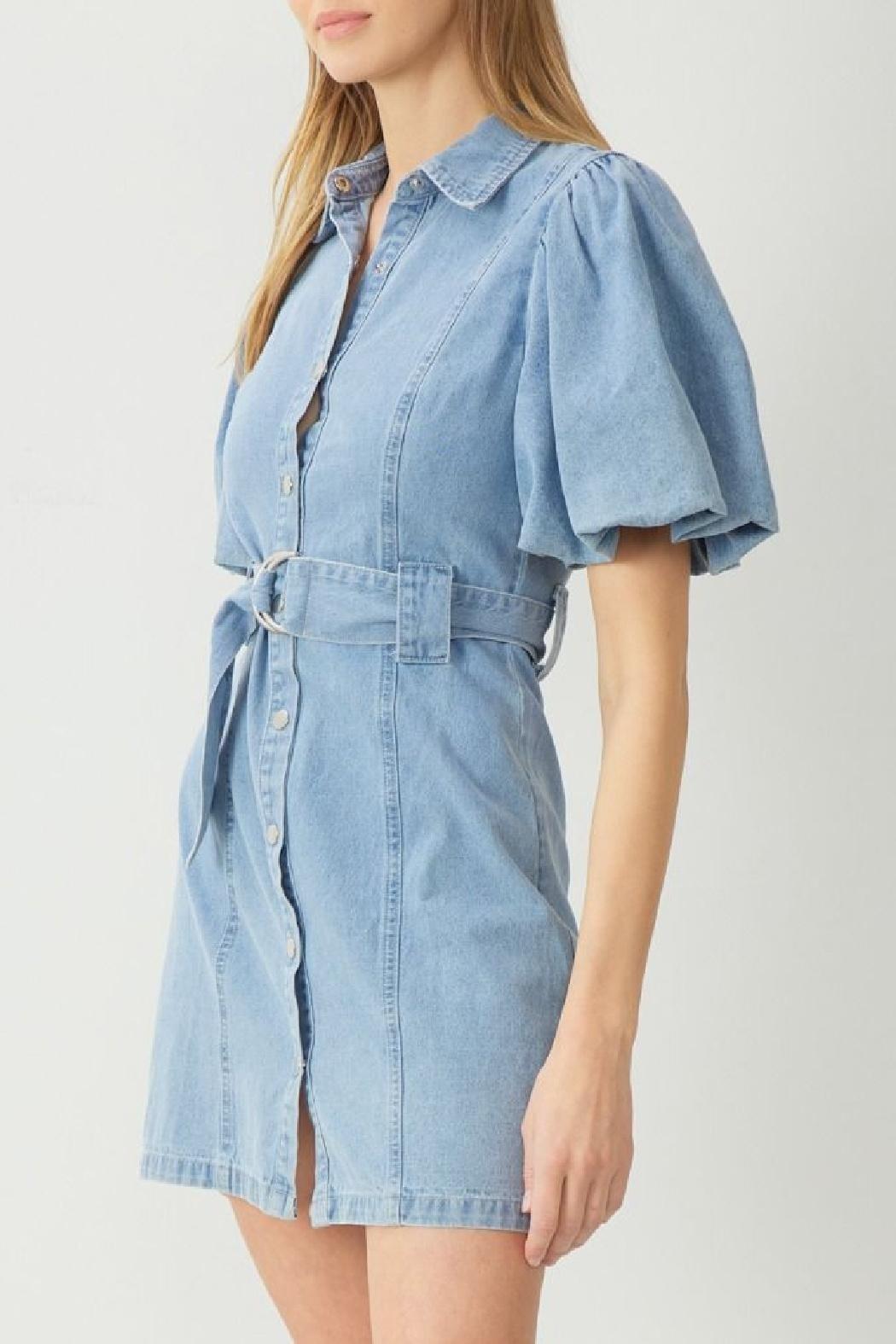 Bubble Sleeve Denim Dress Product Image