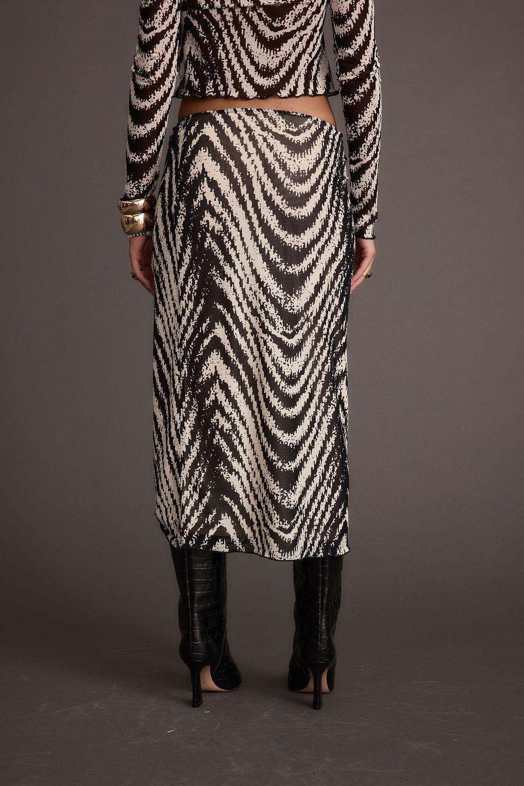 Taryn Zebra Mesh Midi Skirt Product Image