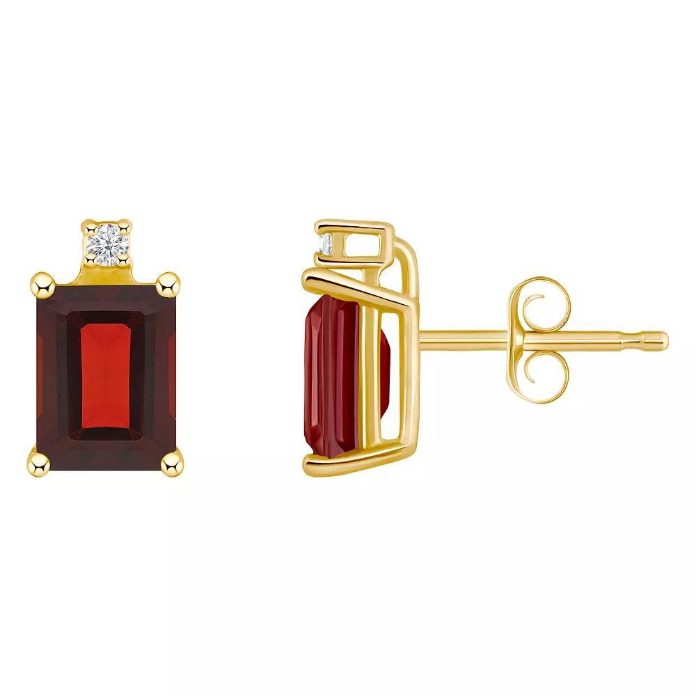 Celebration Gems 14k Gold Emerald Cut Emerald & Diamond Accent Stud Earrings, Women's Product Image