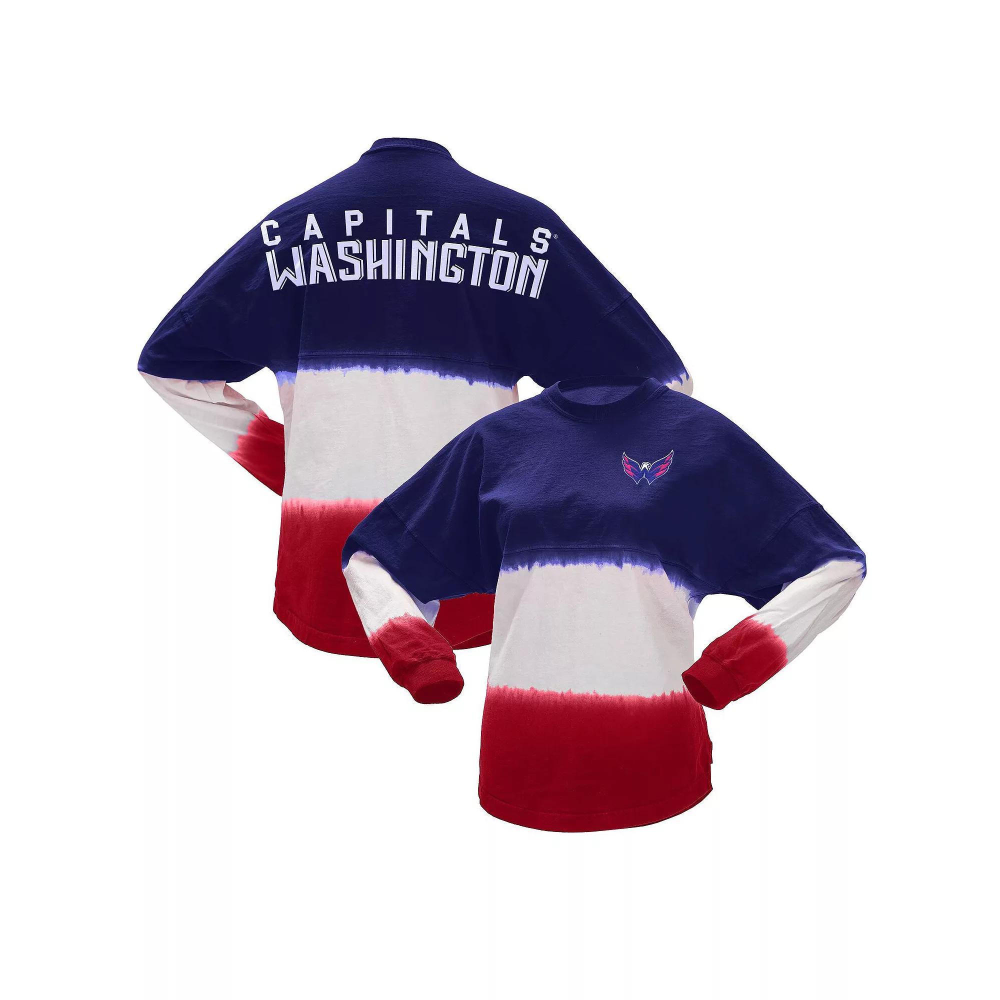 Women's Fanatics Branded Navy/Red Washington Capitals Ombre Long Sleeve T-Shirt,  Product Image