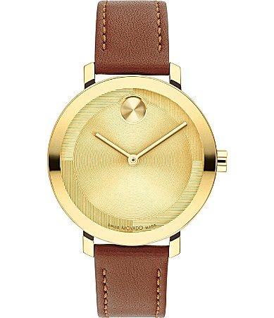 Movado Bold Womens Evolution 2.0 Quartz Analog Off White Leather Strap Watch Product Image