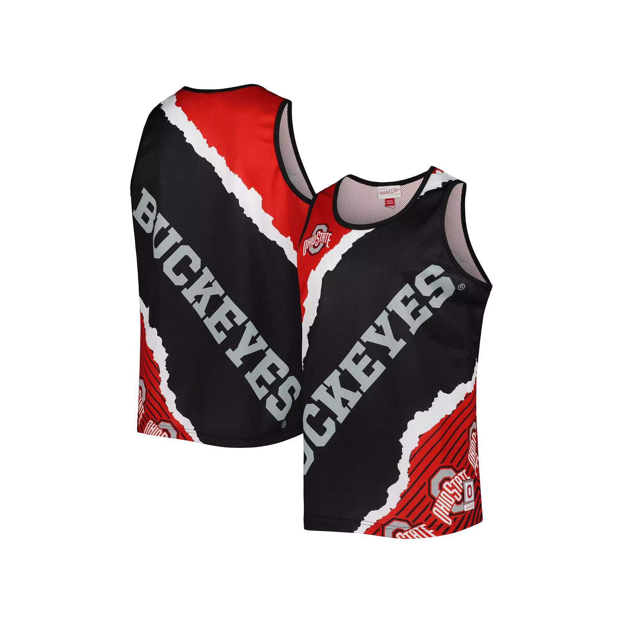 Men's Mitchell & Ness Black/Scarlet Ohio State Buckeyes Jumbotron 2.0 Sublimated Tank Top, Size: Large Product Image