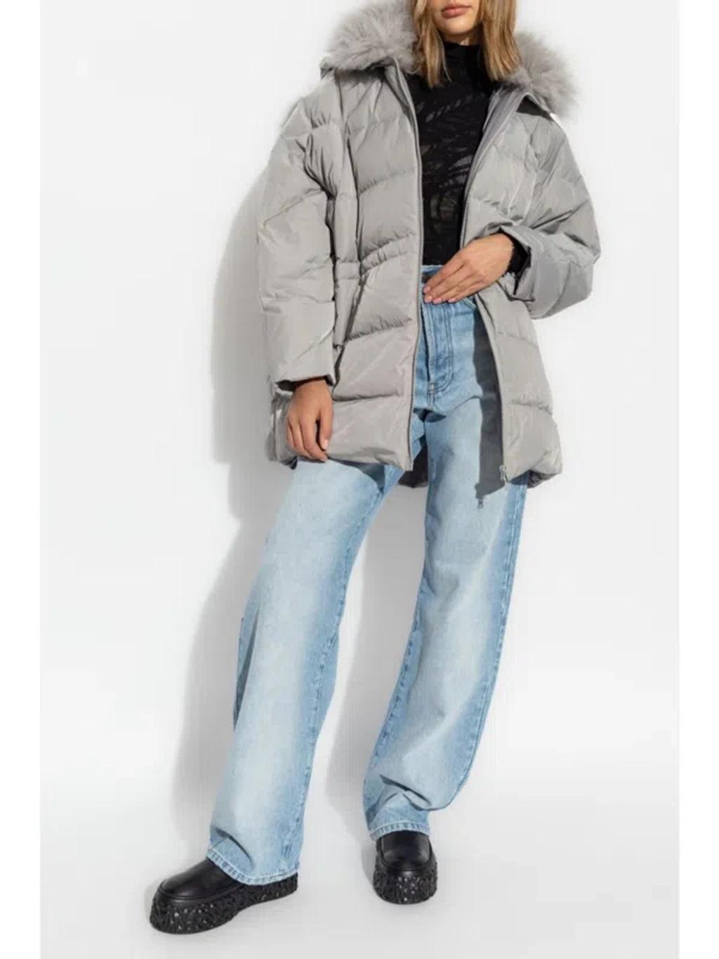 YVES SALOMON Zipped Down Jacket In Grey Product Image