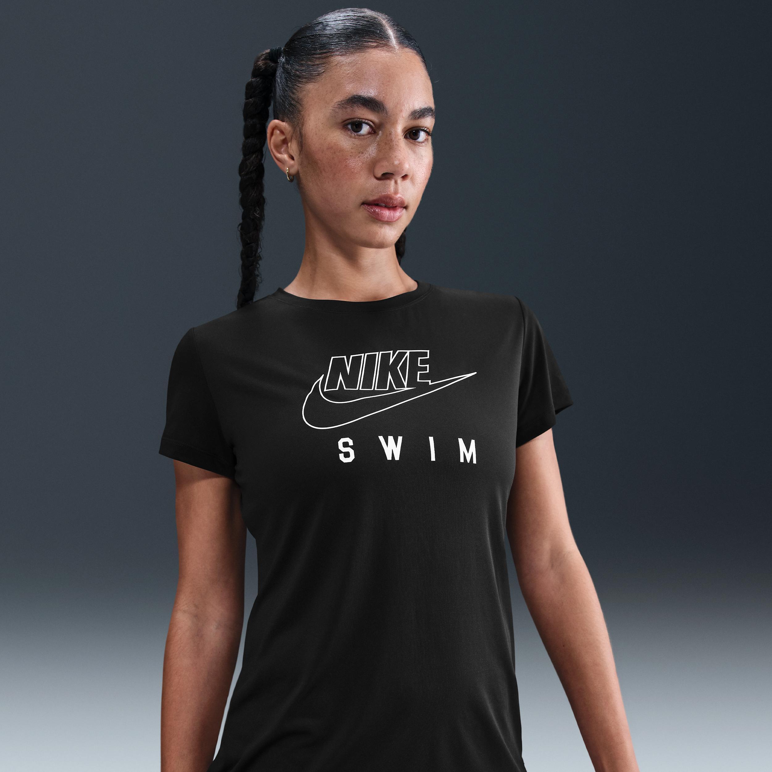 Nike Womens Swim Swoosh Hydroguard Short-Sleeve Top | NESSF326-001 Product Image