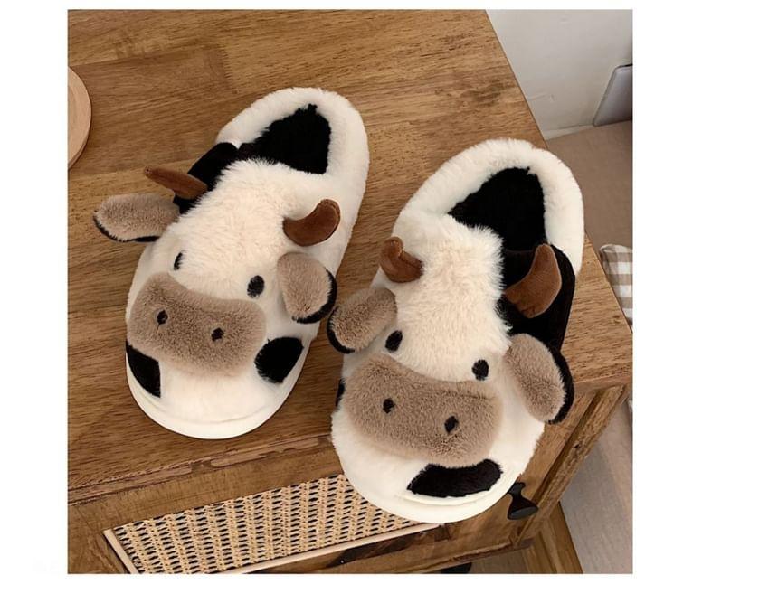 Cow Fluffy Slippers Product Image