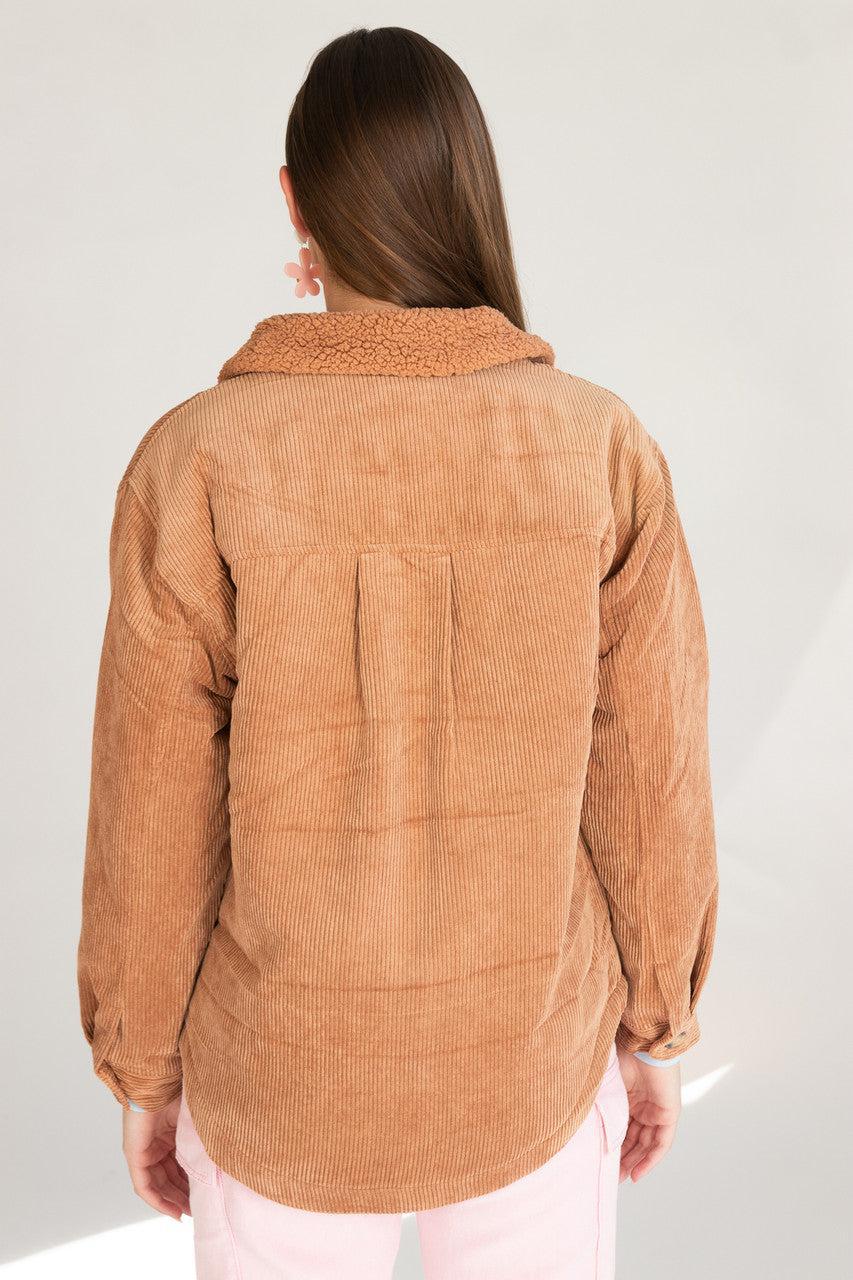 Sherpa Trim Corduroy Shacket Product Image