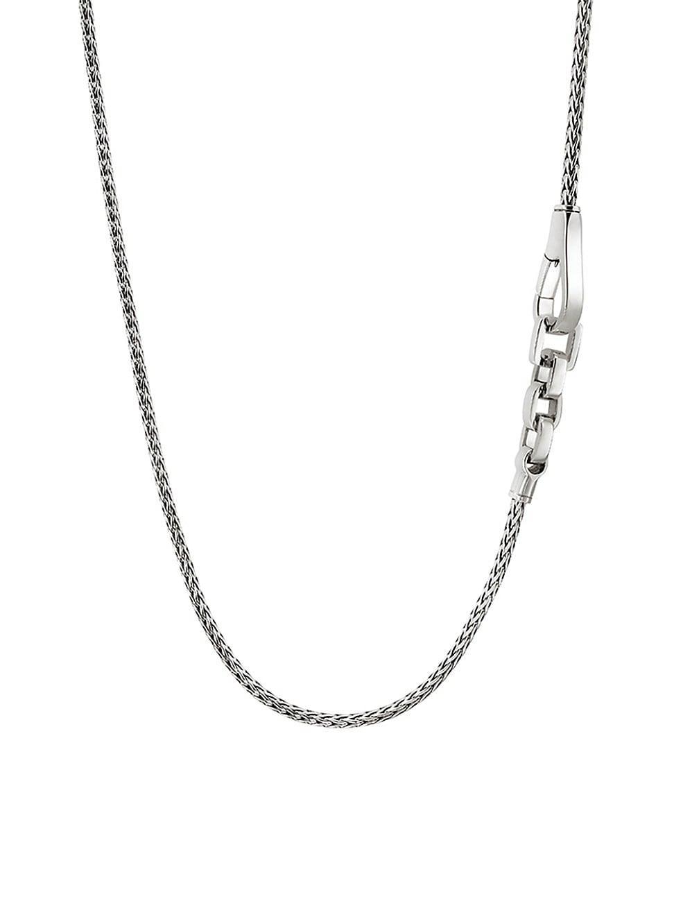 Mens Sterling Silver Station Necklace Product Image