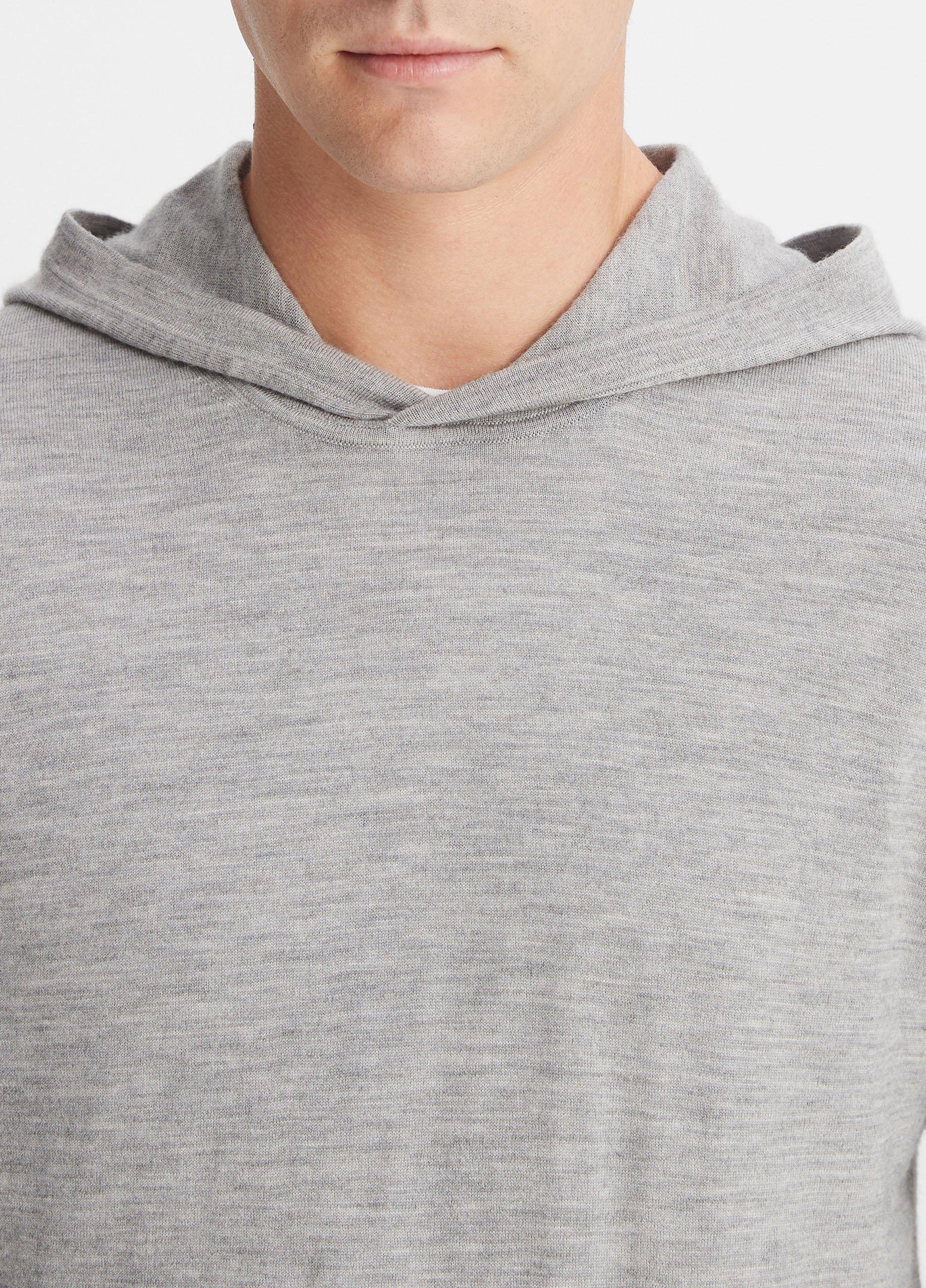 Mens Featherweight Wool Cashmere Pullover Hoodie, Heather White, Size XXL Vince Product Image