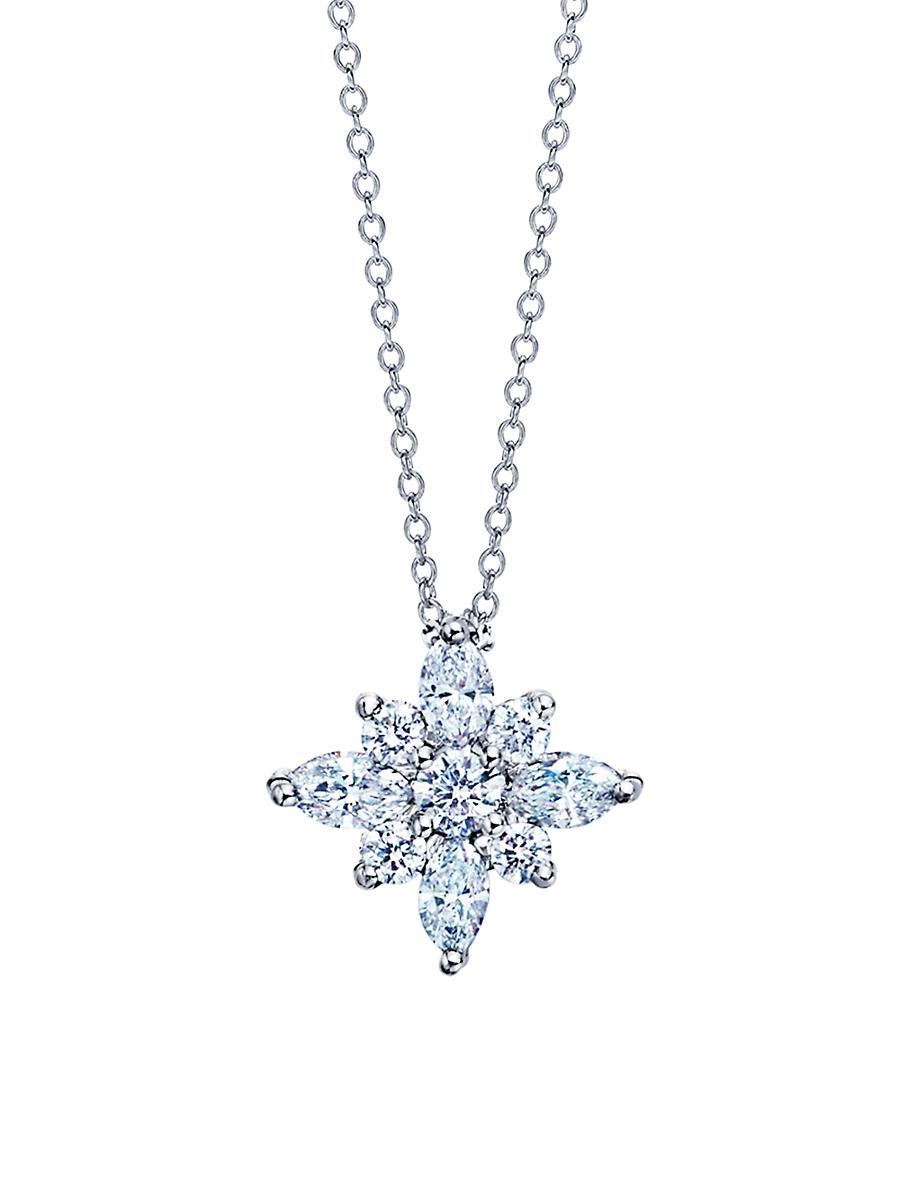 Womens 18K White Gold & Diamond Large Star Pendant Necklace Product Image