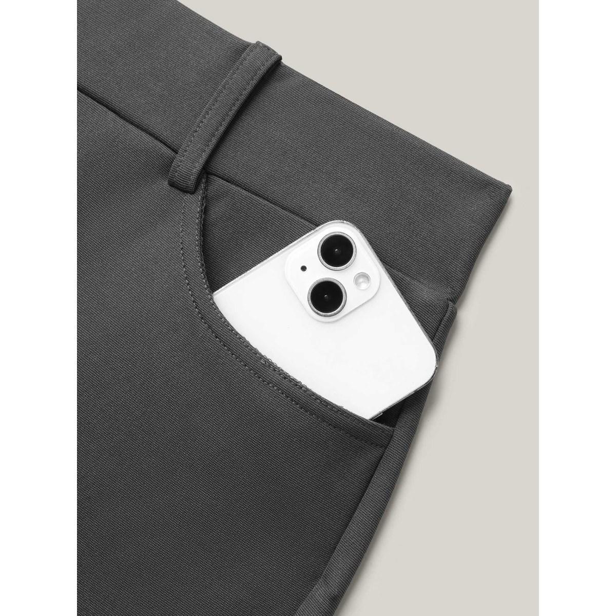 Plus Size No-Waist Gap High Rise Flared Pants Women DimGray At the Office Bootcut Mid Rise Work Pants BloomChic 14-16/1X Product Image