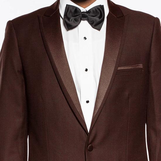 Brown Slim Fit 2 Piece Tuxedo With Satin Peak Lapel Product Image