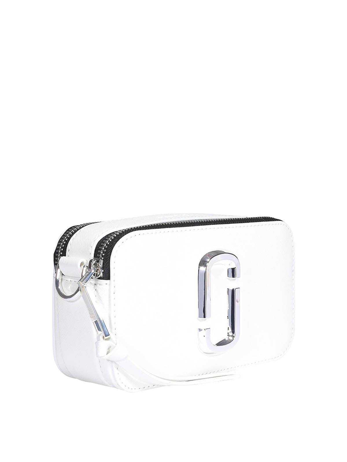 MARC JACOBS The Snapshot Saffiano Leather Cross Body Bag In White Product Image