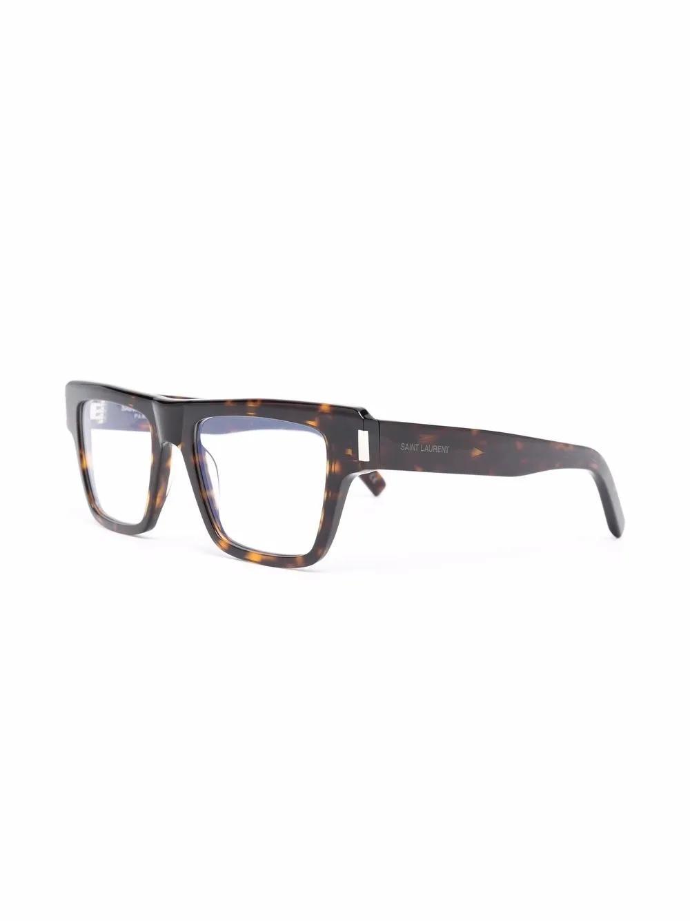 SAINT LAURENT Square Frame Tortoise Glasses In Brown Product Image