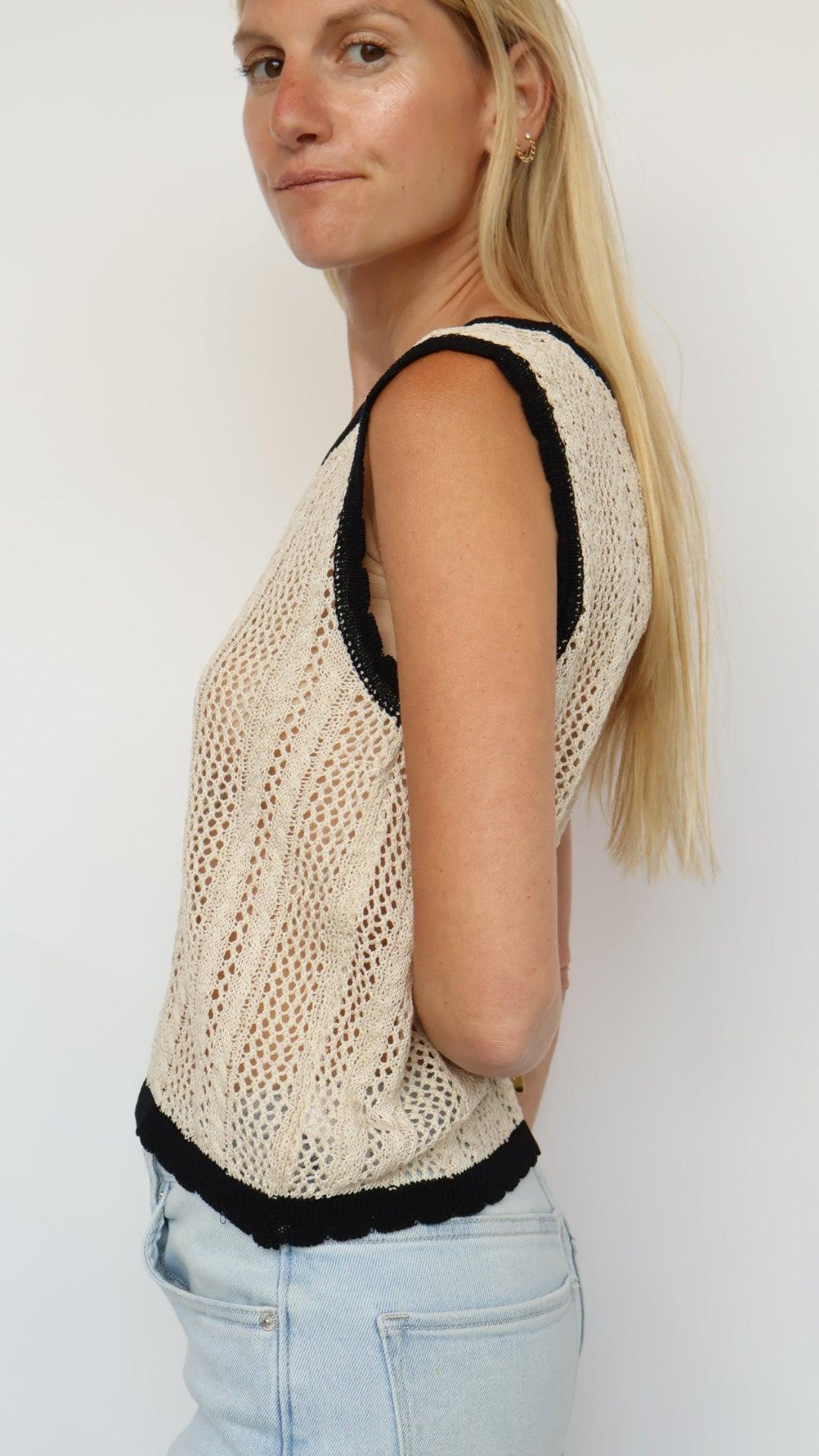 Edge Contrast Crochet Top Product Image