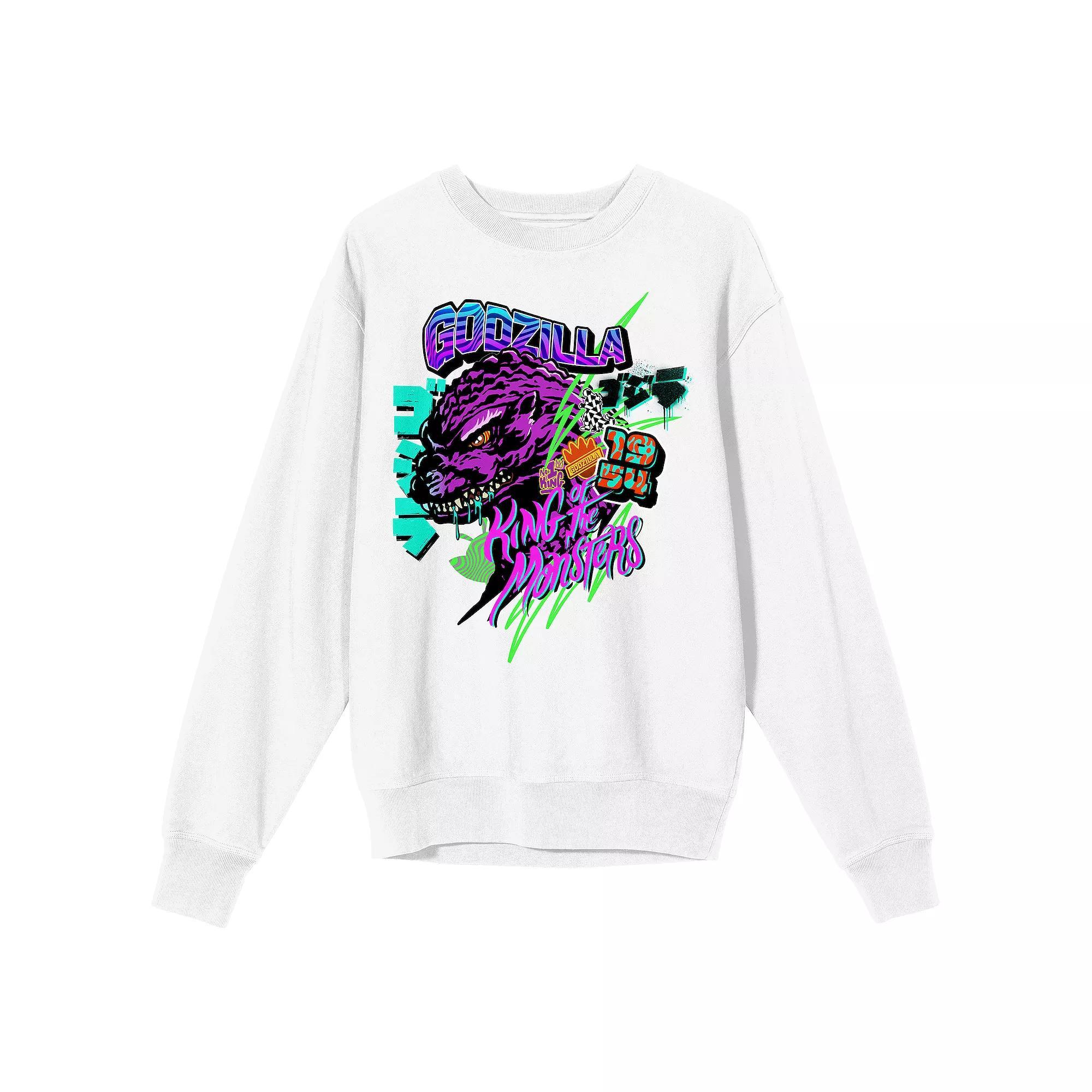 Men's Godzilla King of Monsters Graffiti Long Sleeve Graphic Tee, Size: XL, White Product Image