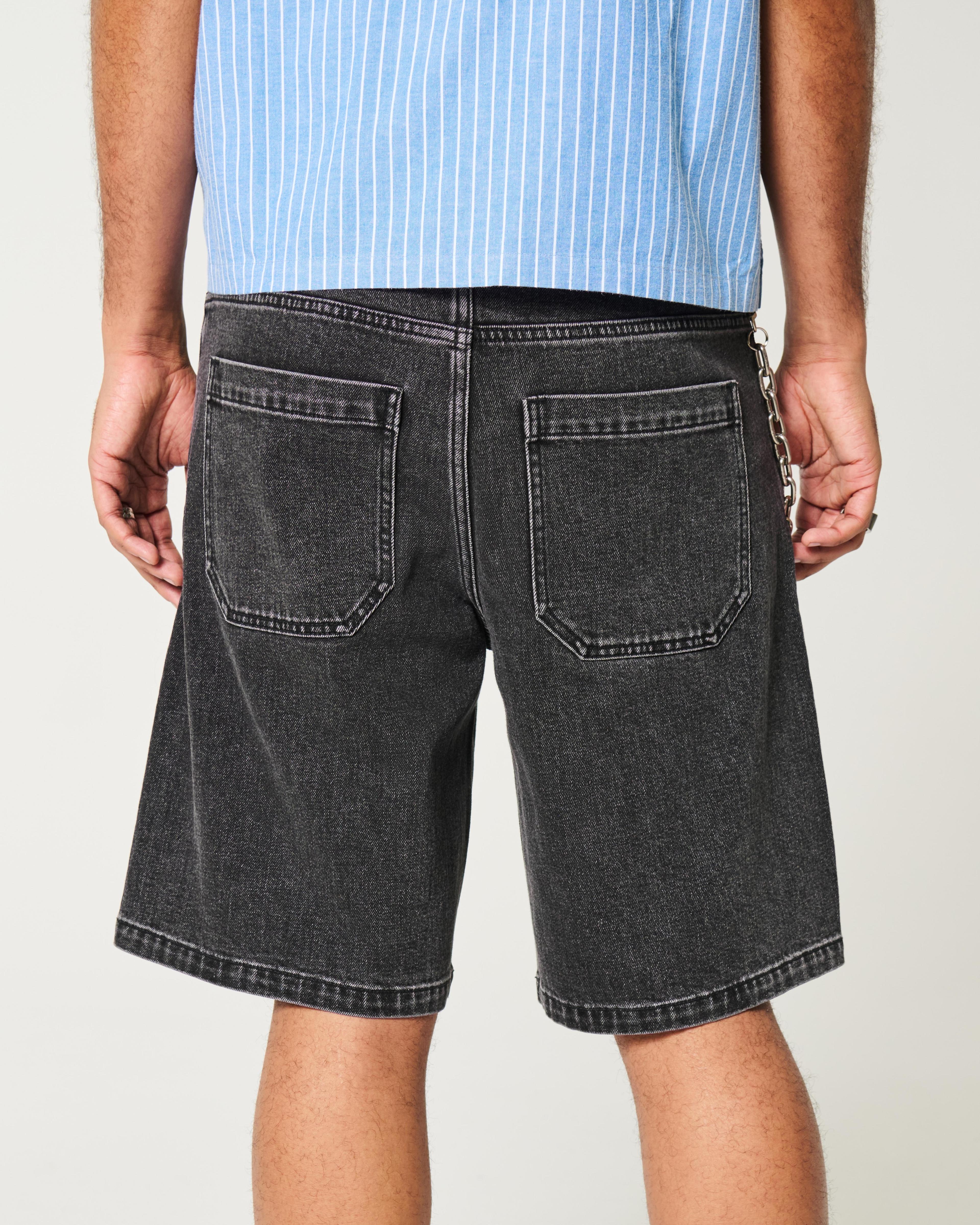 Washed Black Baggy Jean Shorts Product Image