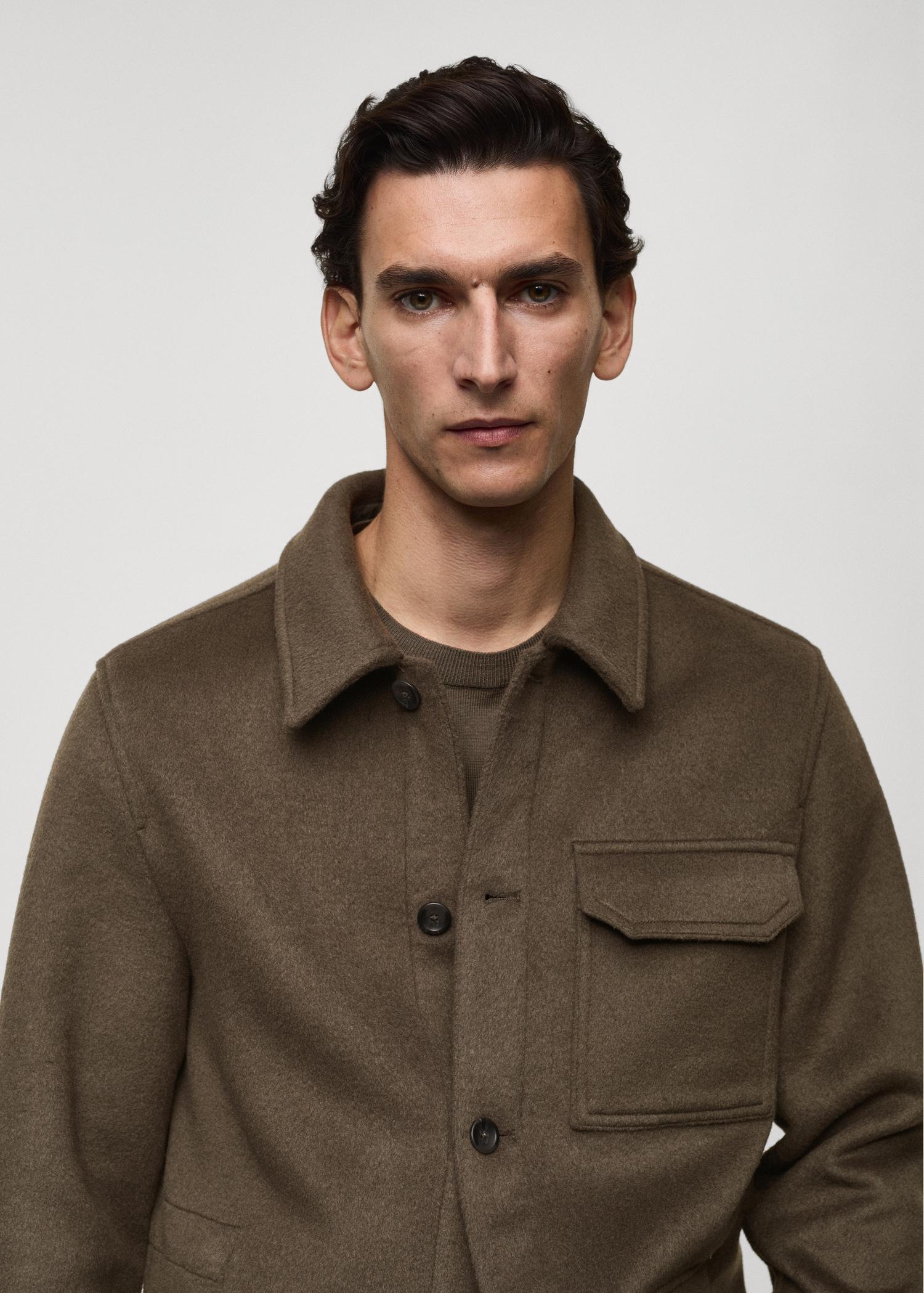 Wool-blend flannel overshirt - Men | MANGO USA Product Image