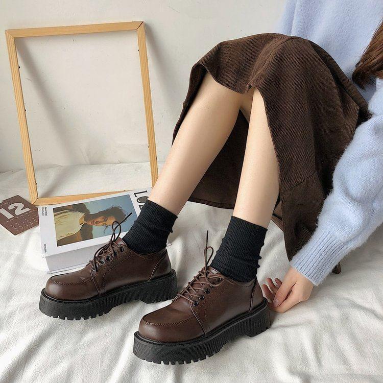 Platform Lace Up Oxford Shoes Product Image