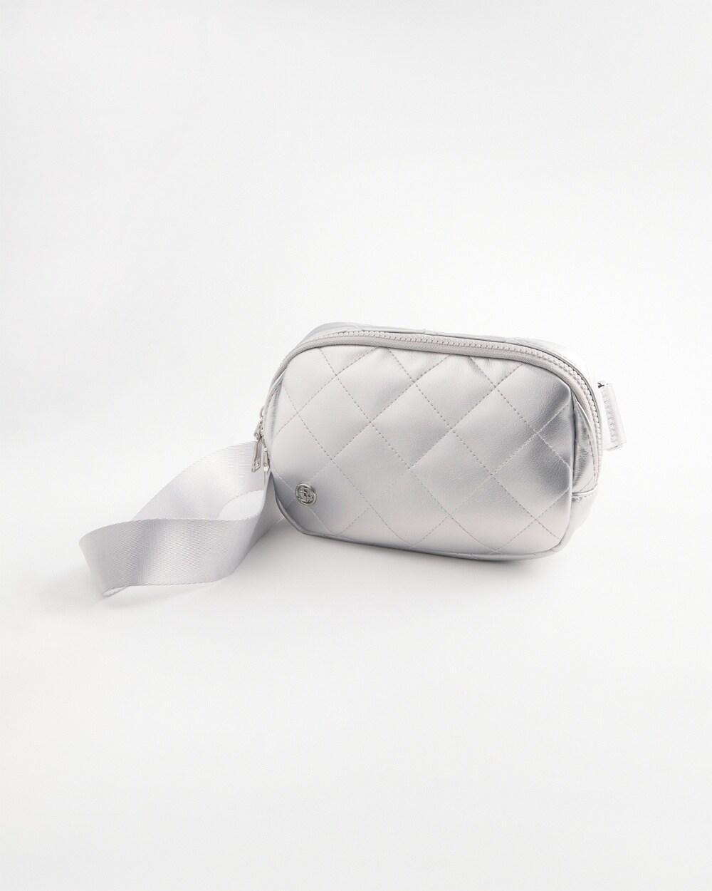 Metallic Silver Quilted Belt Bag Product Image