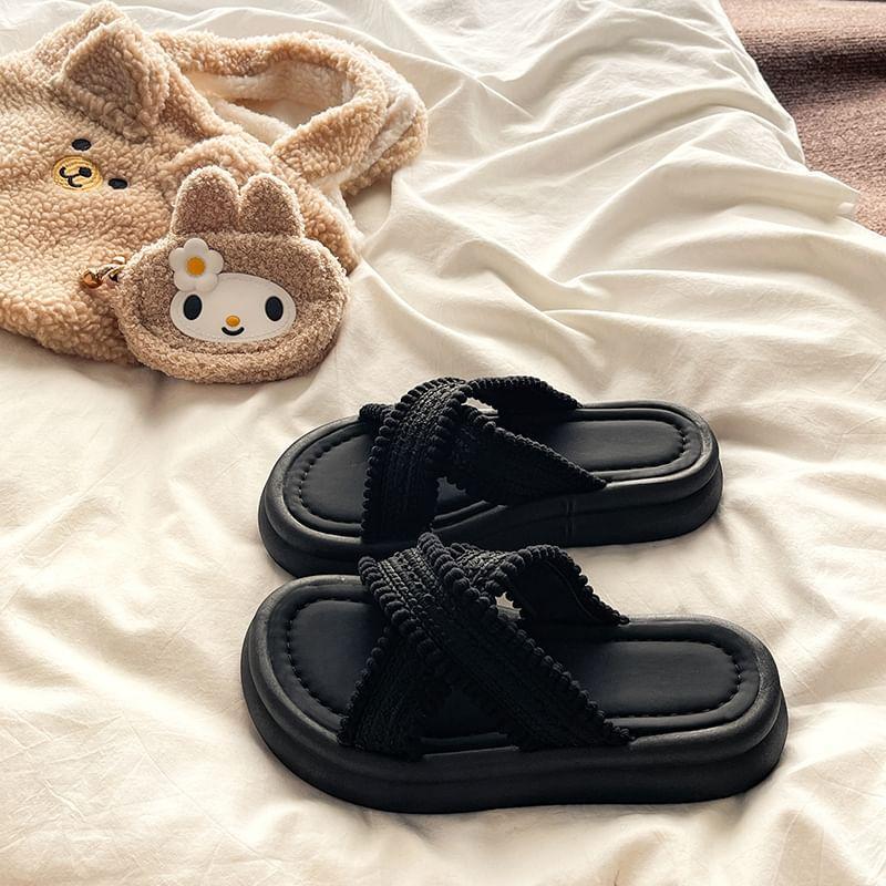 Platform Crisscross Slide Sandals Product Image