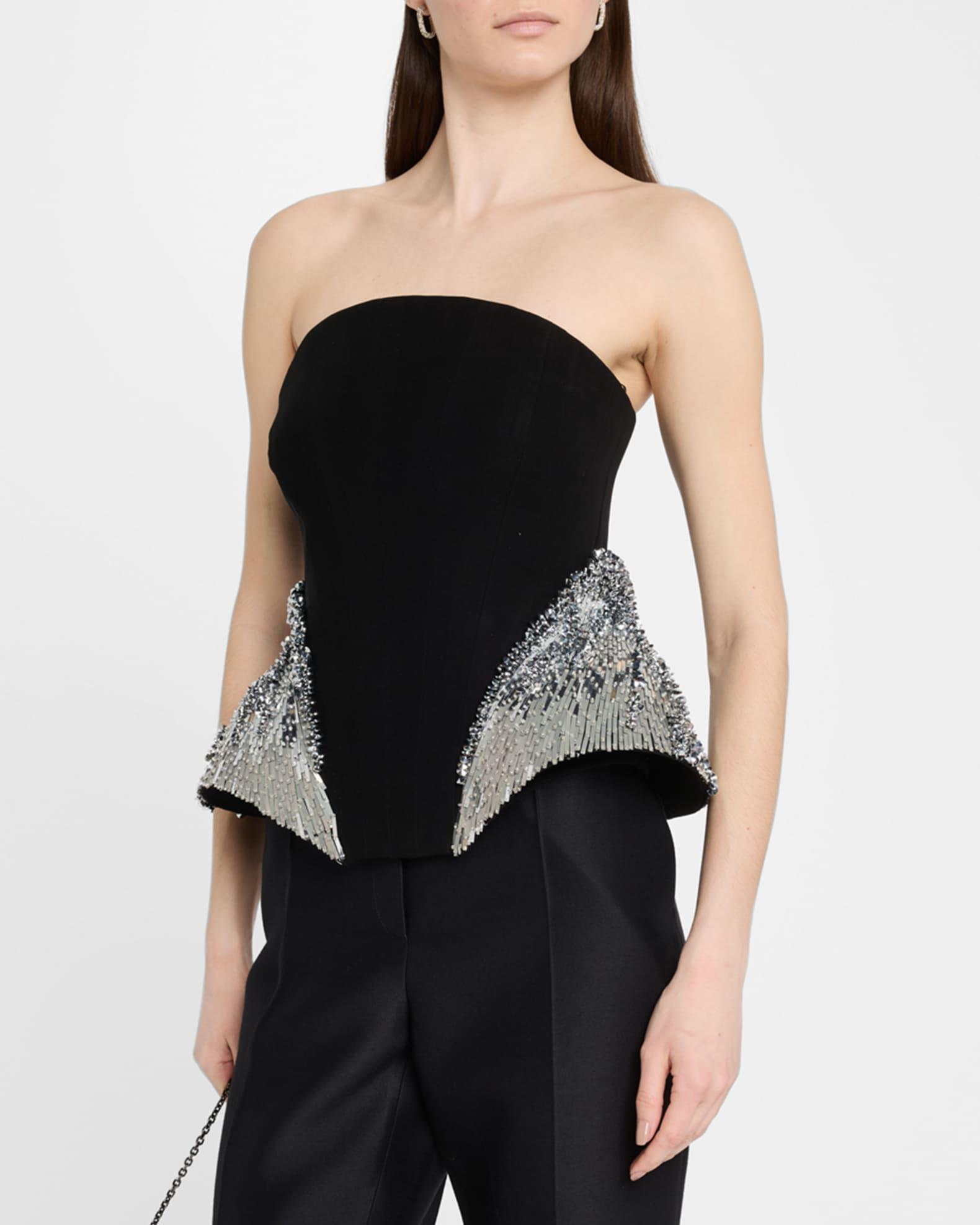 Sequined Strapless Corset Peplum Top Product Image